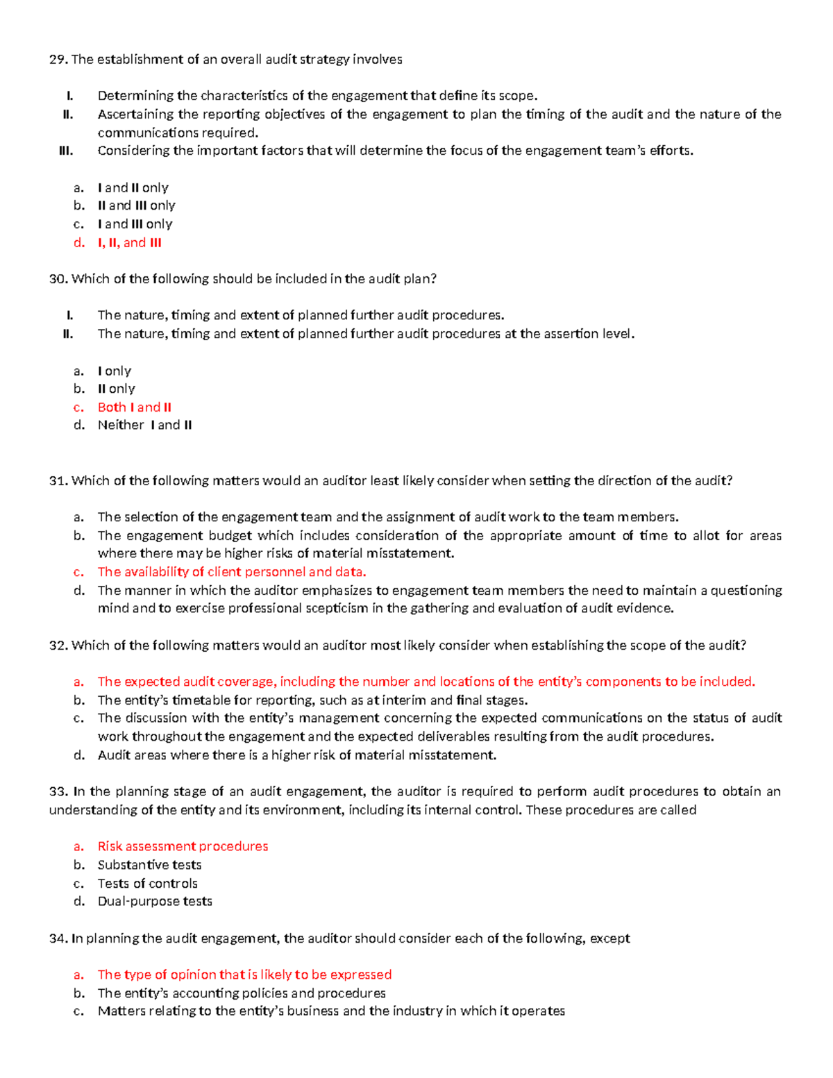 Audit-Planning Quiz: Key Concepts and Strategies in Auditing - Studocu