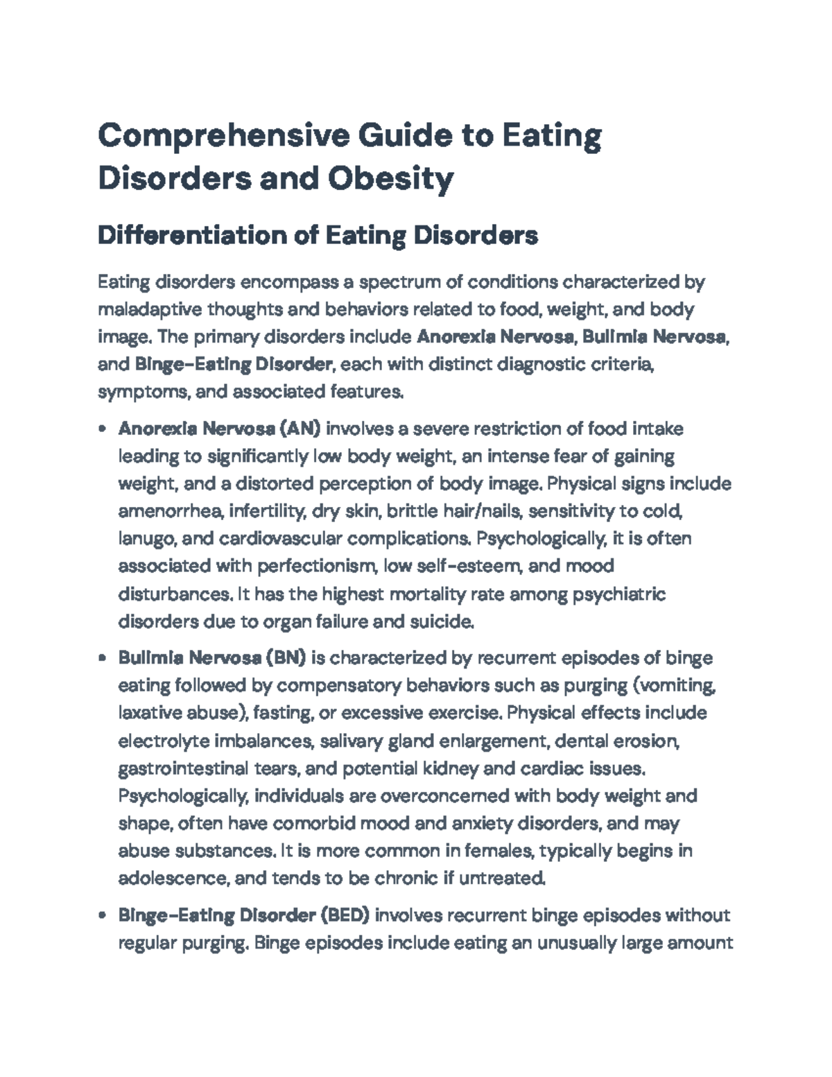 Comprehensive Overview of Eating Disorders & Obesity Management (ED 101 ...