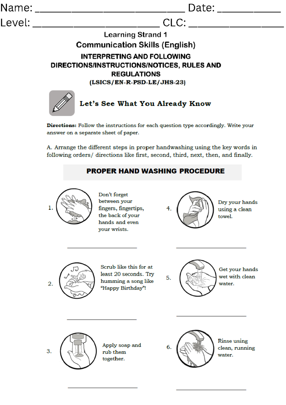 LS1E - Interpreting and Following Rules & Regulations Answer Sheet ...