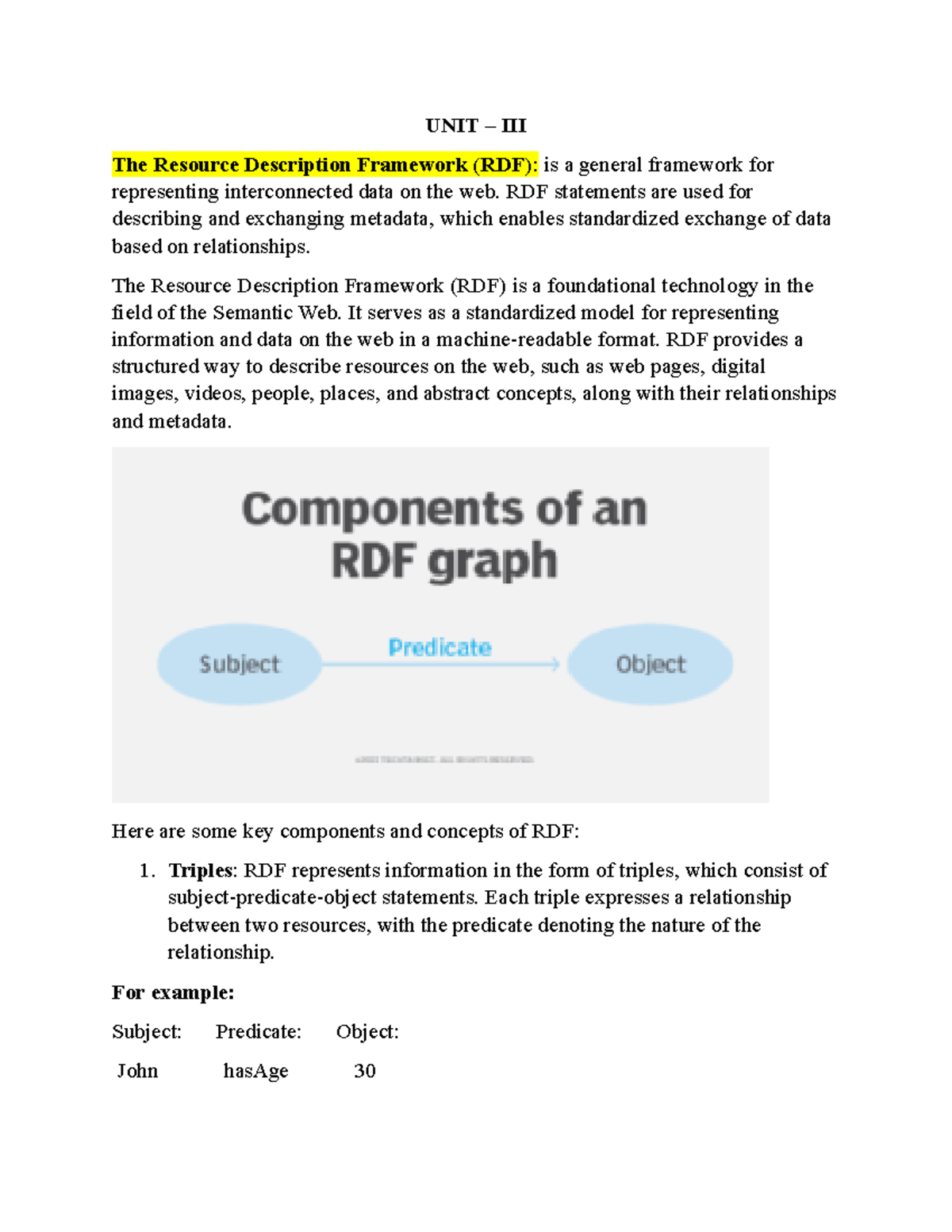 RDF and XML Technologies in the Semantic Web - Unit III Overview - Studocu