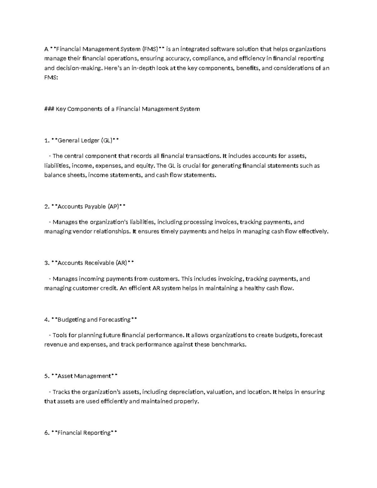 Financial Management System Overview and Key Components - Studocu