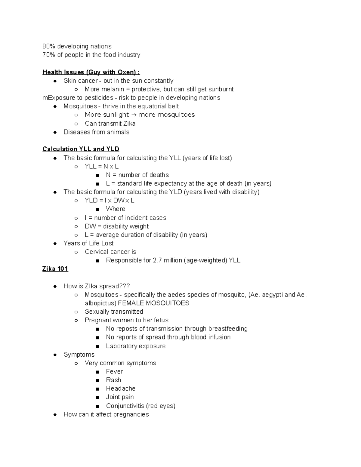 Global Health Perspectives: Exam 1 Study Notes - Studocu