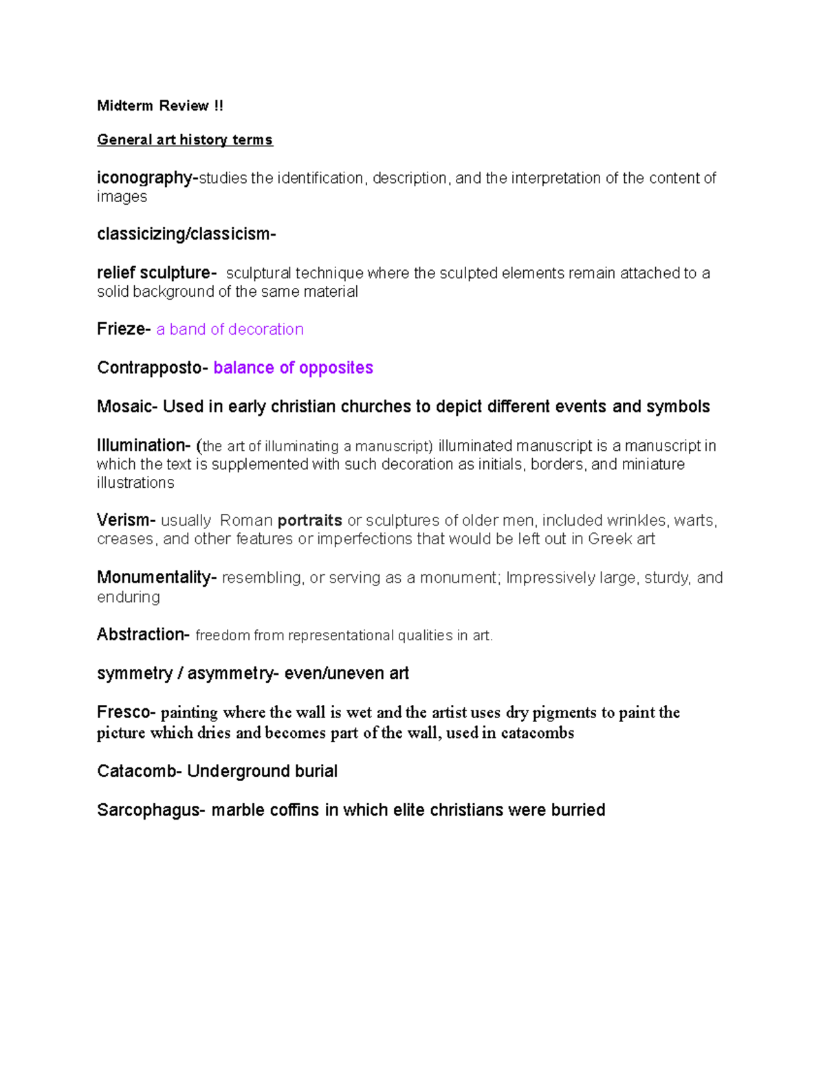 Midterm Review for Art History (AH 101): Key Terms & Works - Studocu
