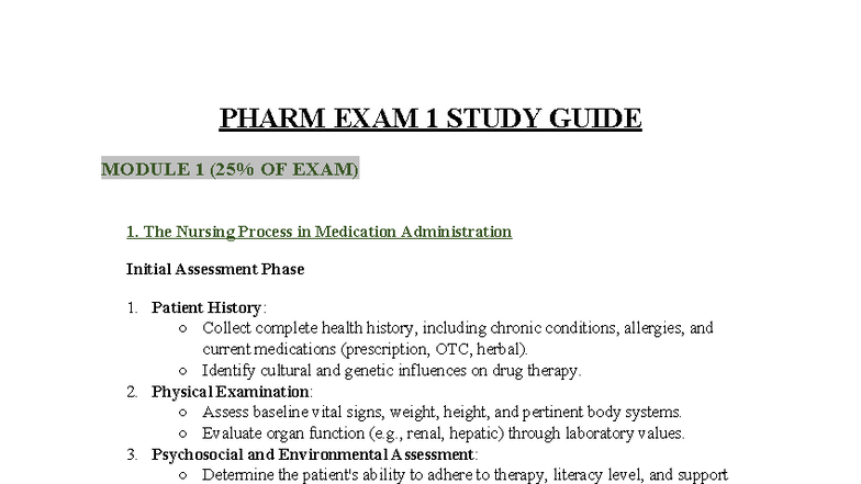 PHARM 101 FINAL EXAM STUDY GUIDE: MEDICATION ADMINISTRATION & SAFETY ...