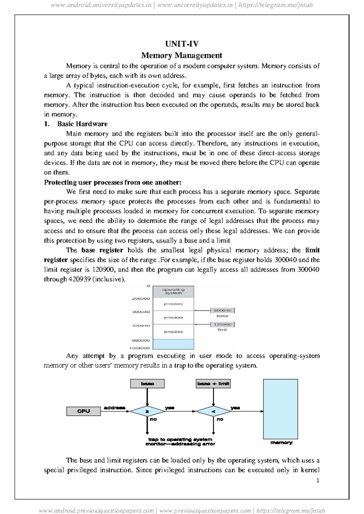 OS-Unit4-Memory Management Concepts and Techniques - Studocu
