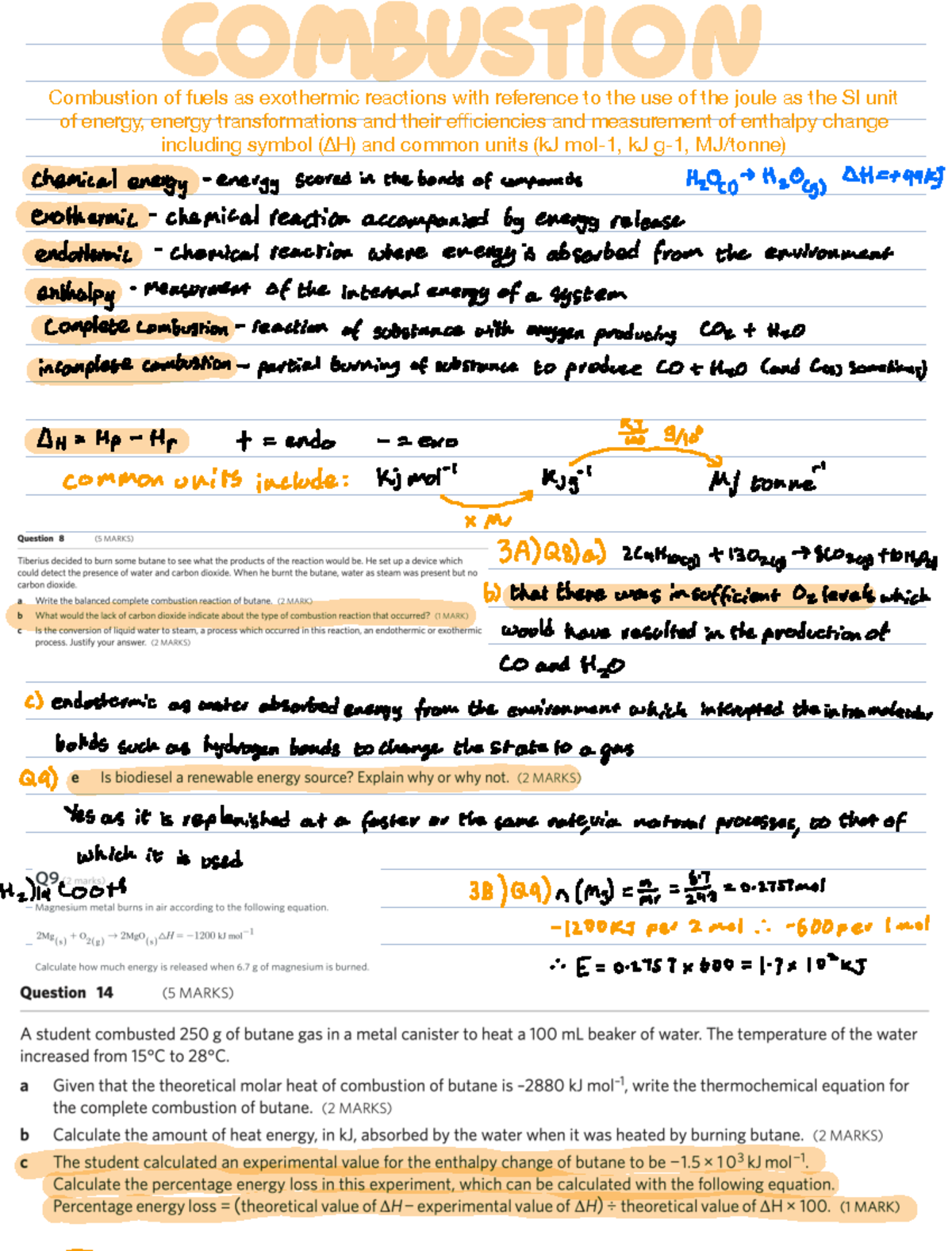 U3AOS1 fuels notes - prerequisite knowledge - chemical energy energy ...