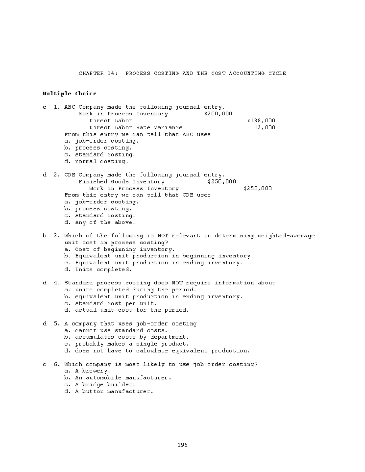 Process Costing and Cost Accounting Cycle - Chapter 14 Notes - Studocu
