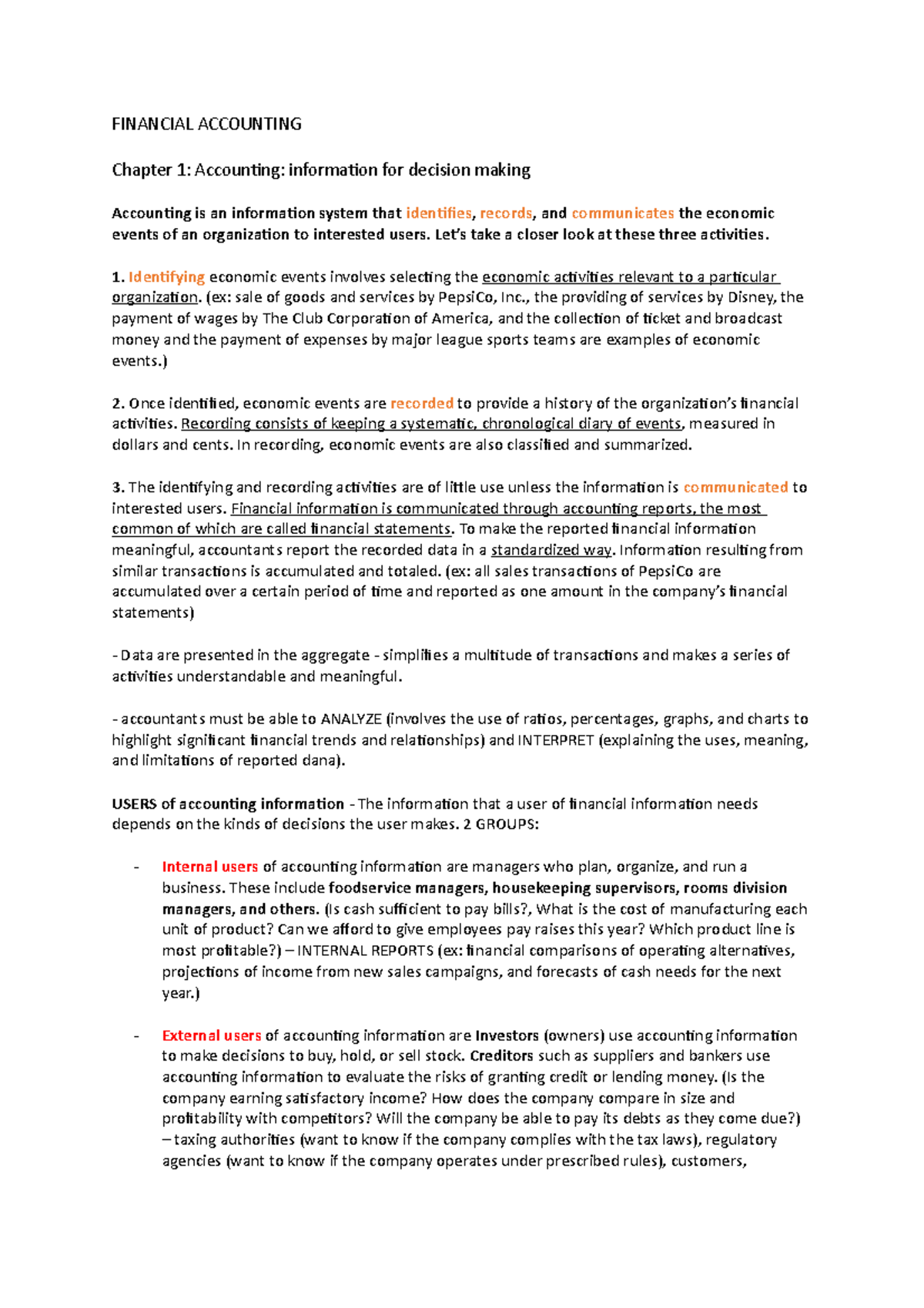 Financial Accounting Notes (ACCT 101): Key Concepts & Principles - Studocu