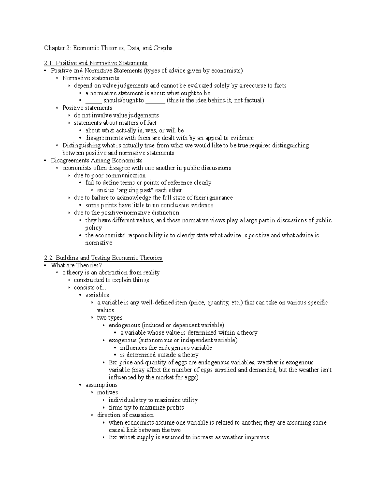 Chapter 2 Reading Notes - Chapter 2: Economic Theories, Data, and ...