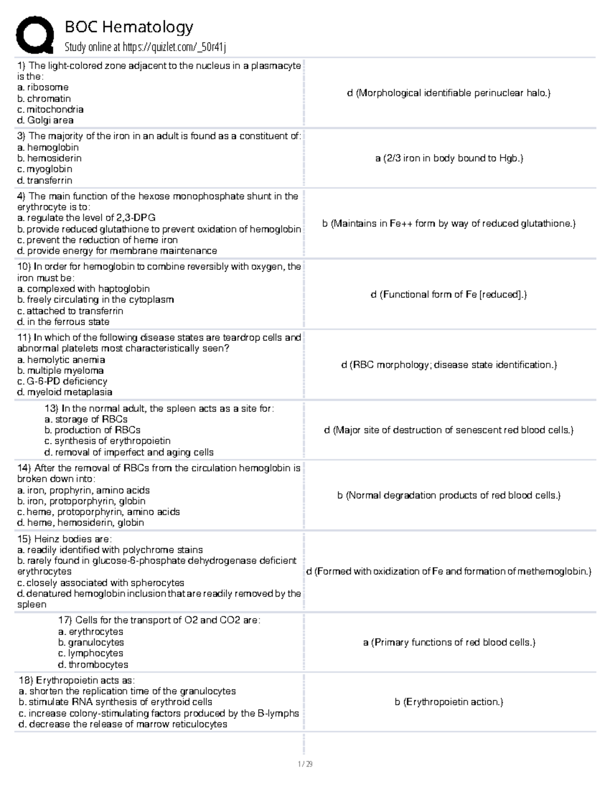 BOC Hematology Study Guide - Comprehensive Review for Exams - Studocu