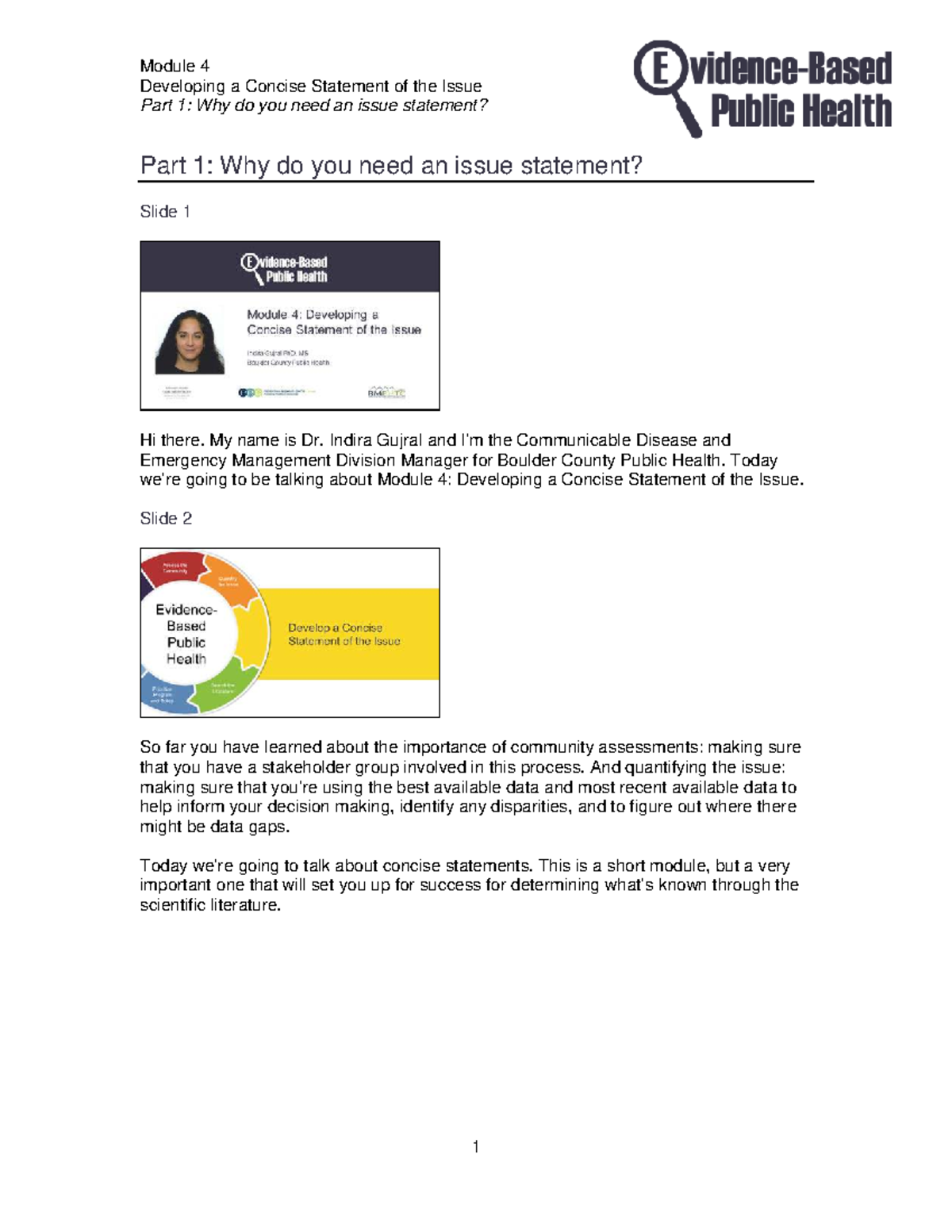 Module 4: Crafting a Concise Public Health Issue Statement - Studocu