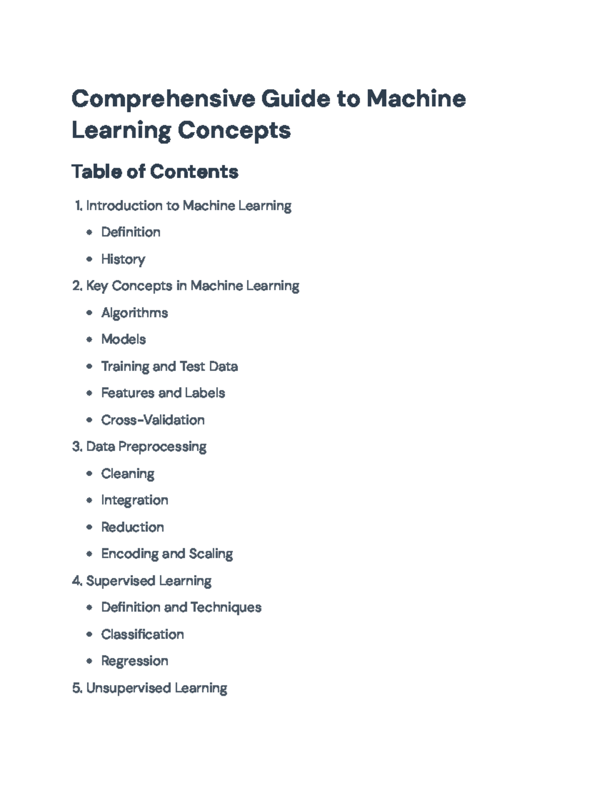 Comprehensive Guide to Machine Learning Concepts for CS101 Class ...