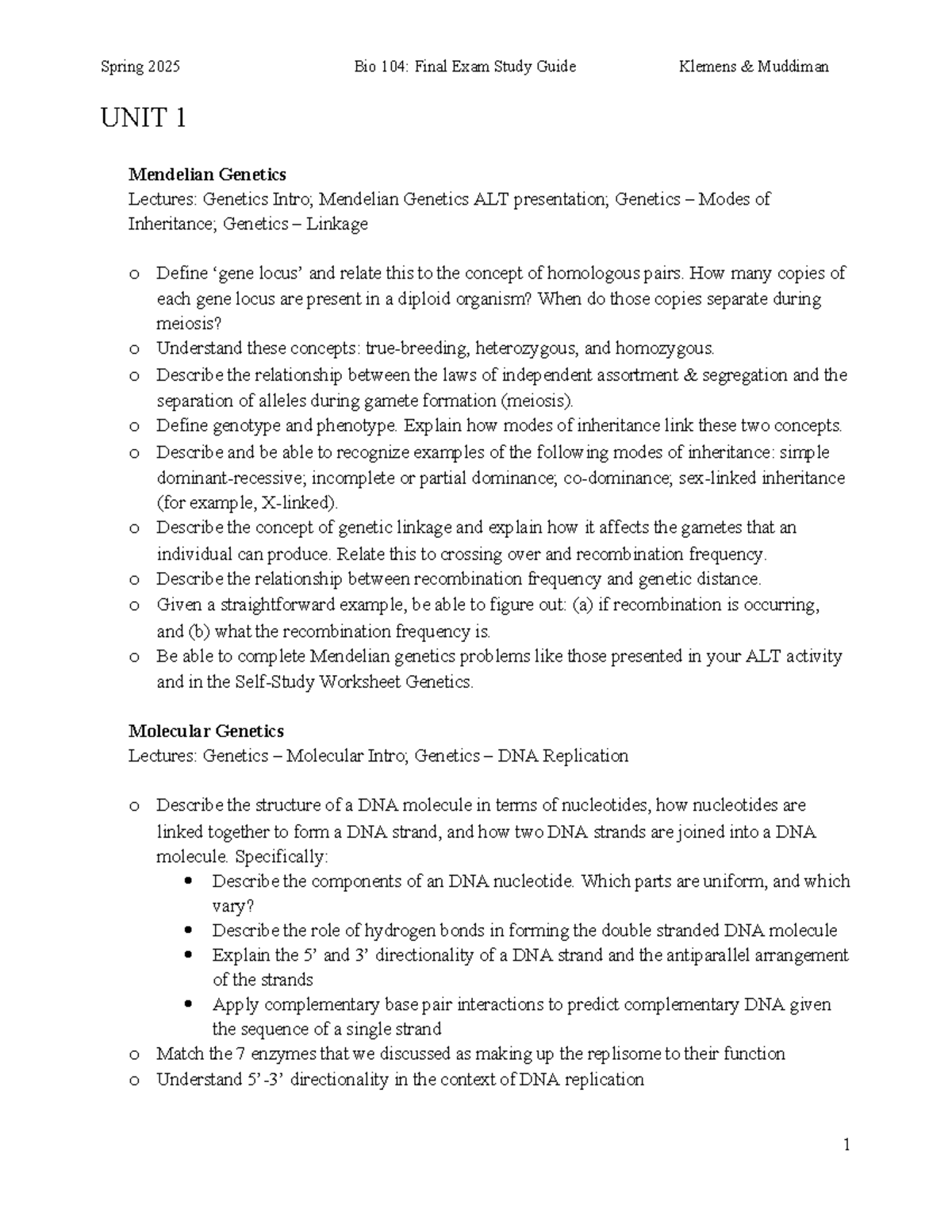 Bio 104: Ecology and Plant Physiology Study Guide for Final Exam - UNIT ...