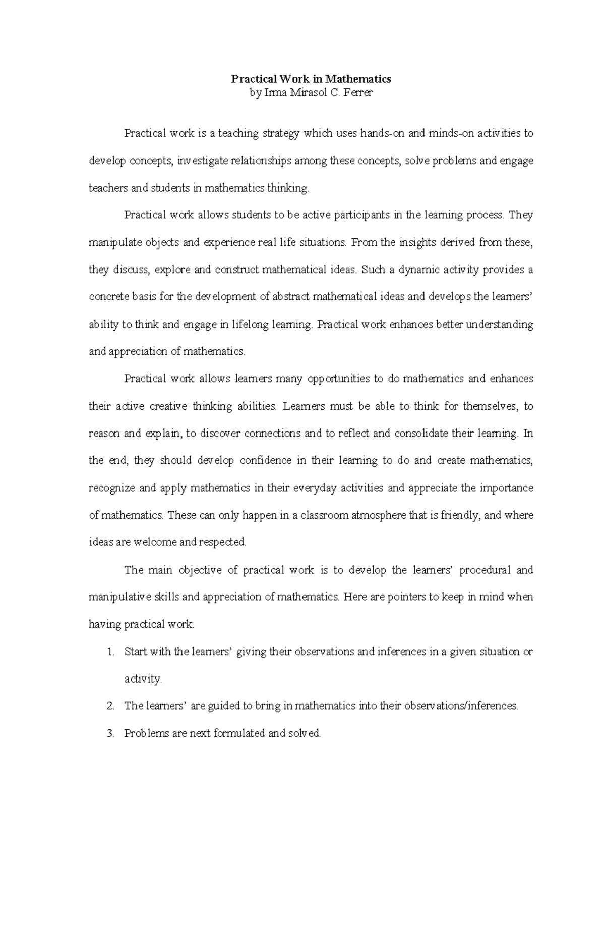 Practical Work in Mathematics: Engaging Students in Active Learning ...