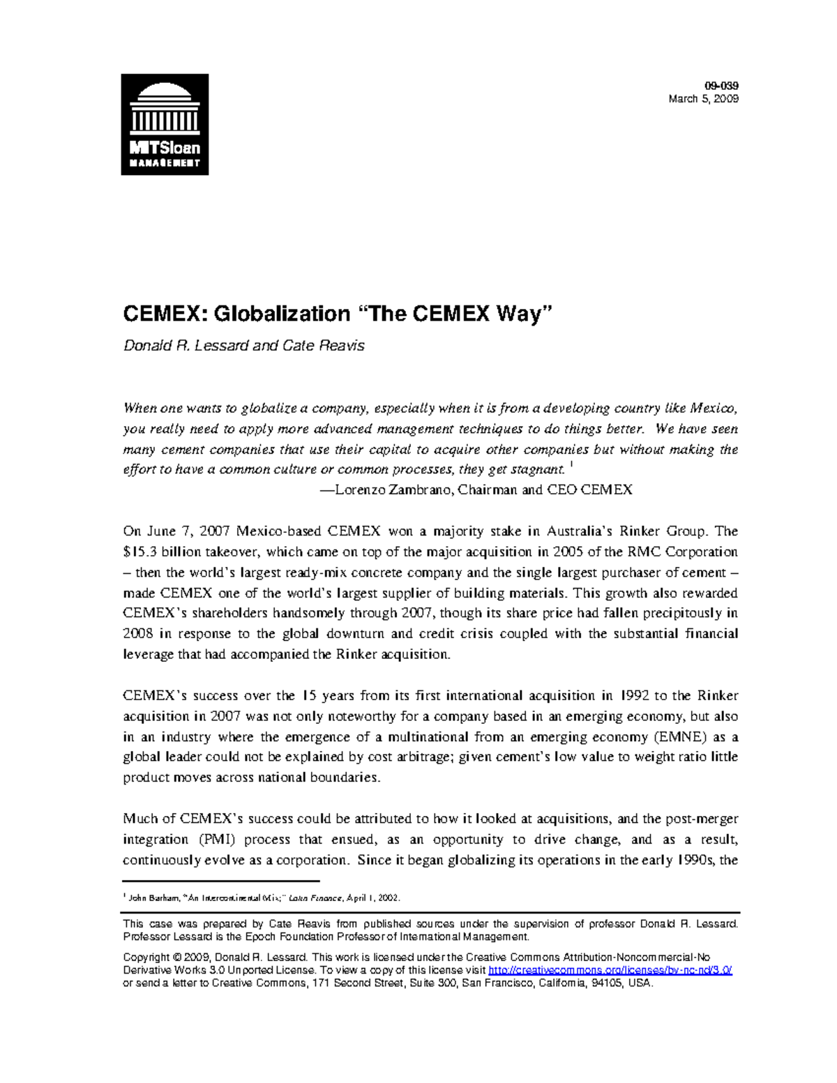 CEMEX Case Study: Globalization Strategies and PMI Insights - Studocu