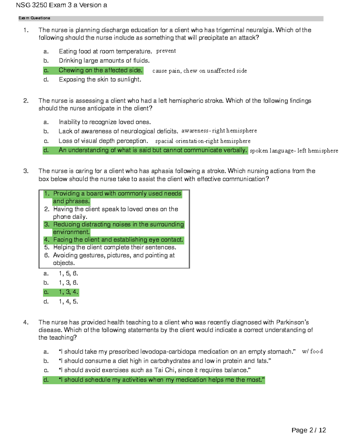 NSG 3250 Final Exam Review: Key Questions and Answers - Studocu