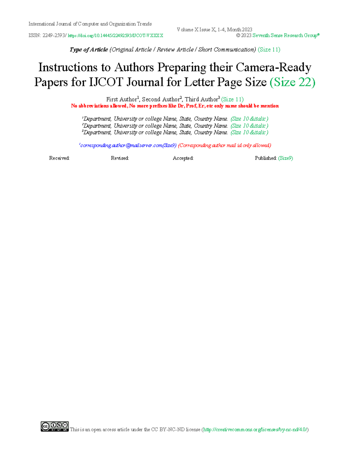 IJCOT Formatting Guidelines for Authors: Volume X, Issue X, 2023 - Studocu