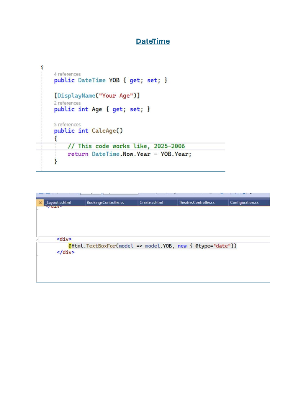 DateTime Function Explanation - Code Implementation Guide - Studocu