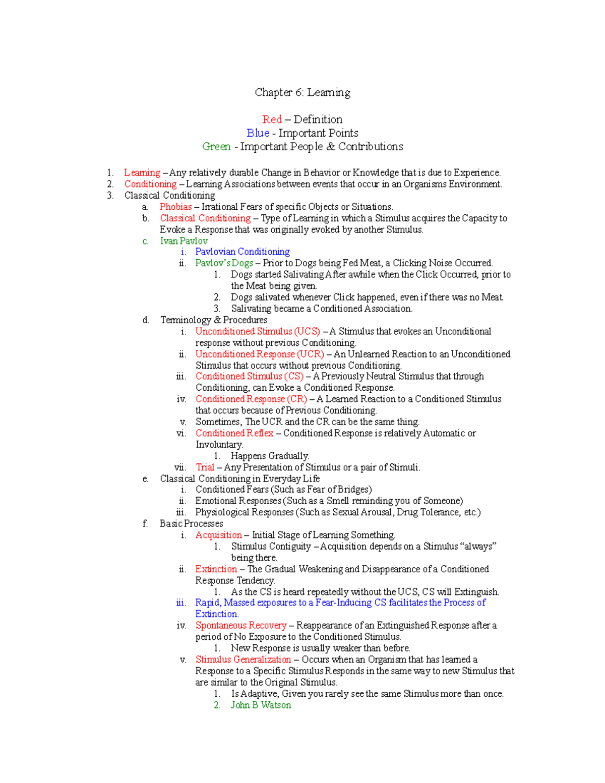 Chapter 6 revision summary - Chapter 6: Important Important People Any ...