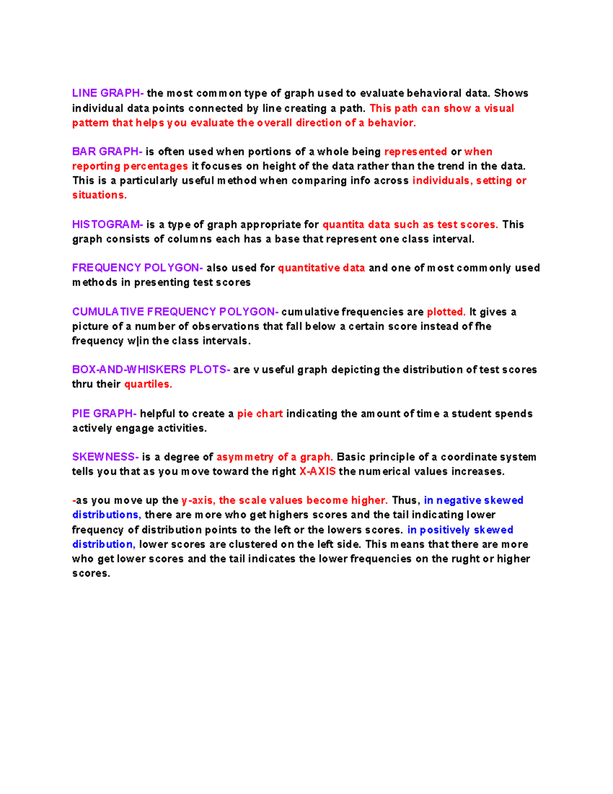 Assessment of learning - LINE GRAPH- the most common type of graph used ...