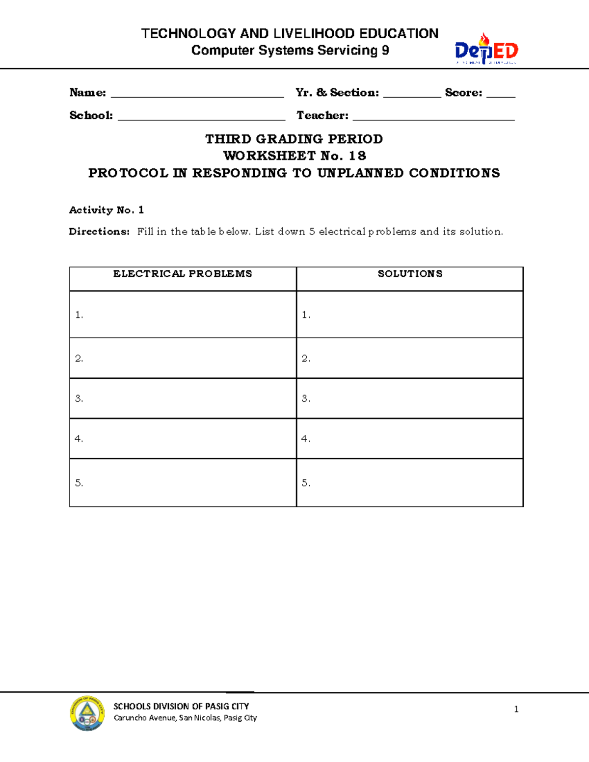 TLE CSS9 Q3 M18 - TLE CSS9 Q3 M18 - 1 TECHNOLOGY AND LIVELIHOOD ...