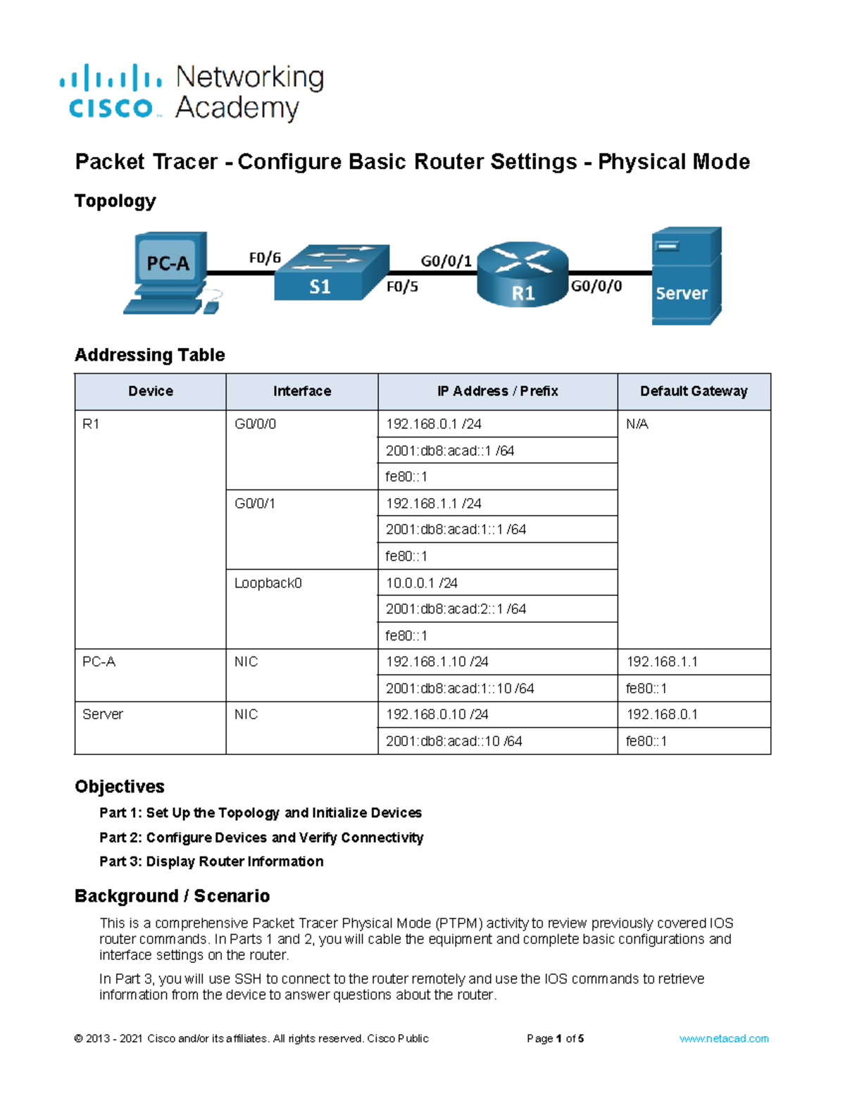 Lab 5: Basic Router Settings Configuration and Verification - Studocu