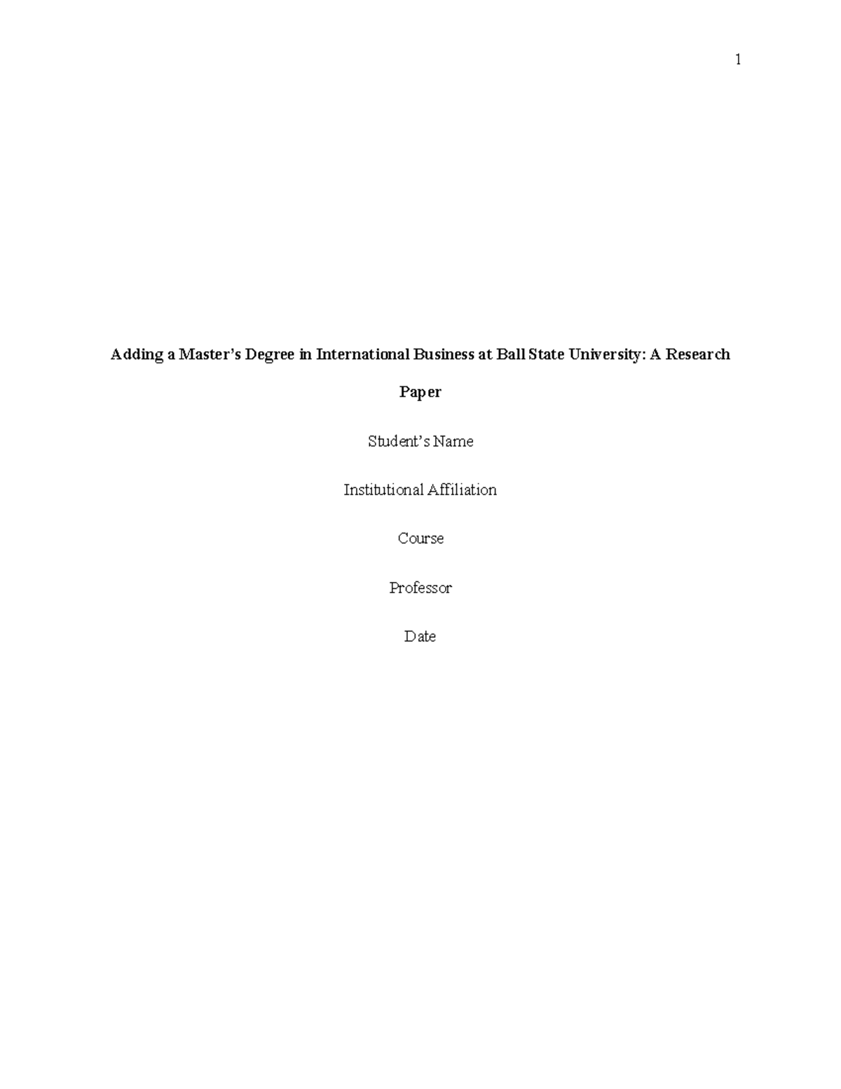 Research Paper: Proposal for MIB Program at BSU - Studocu