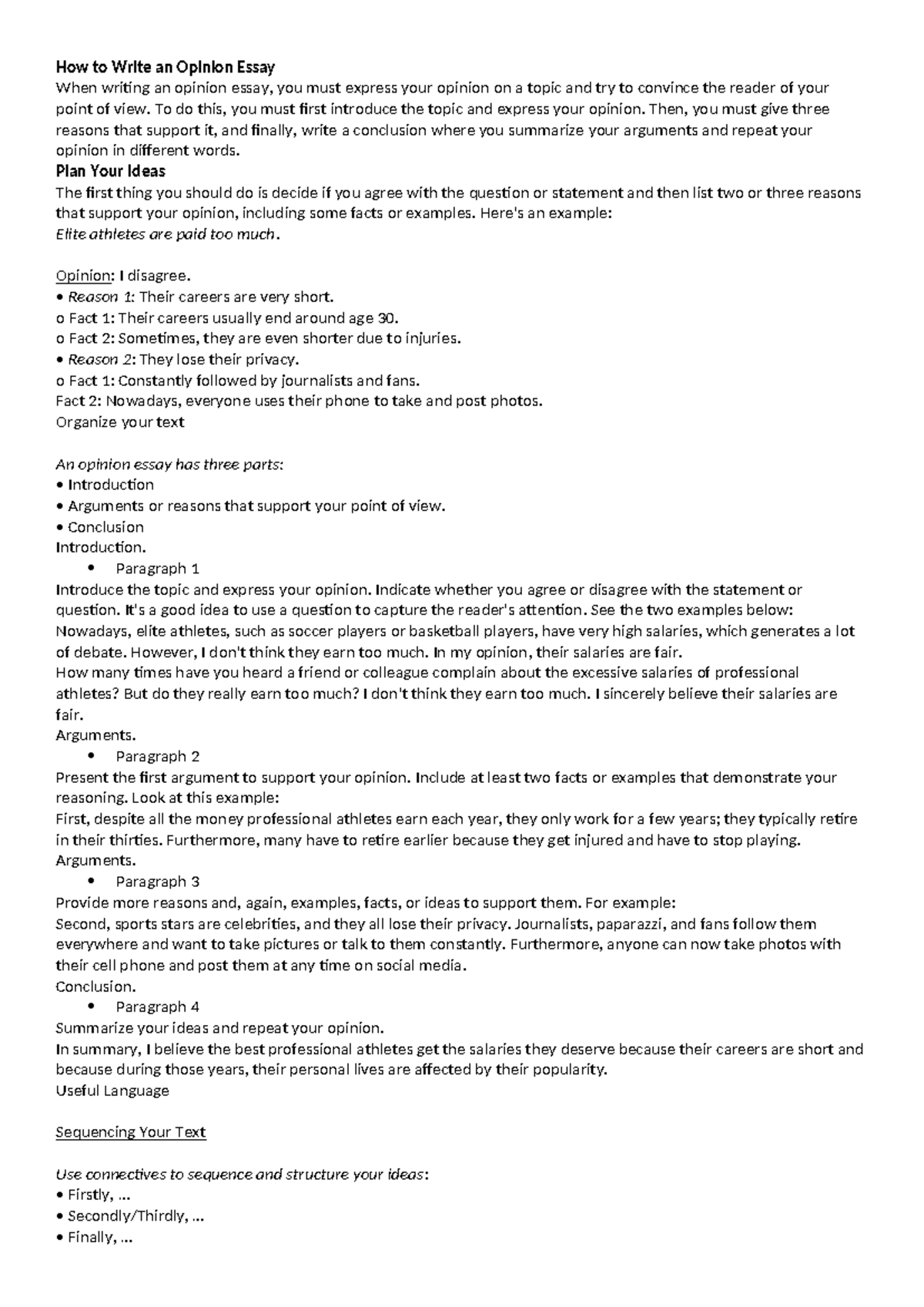 How to Write an Opinion Essay: A Guide for Students - Studocu