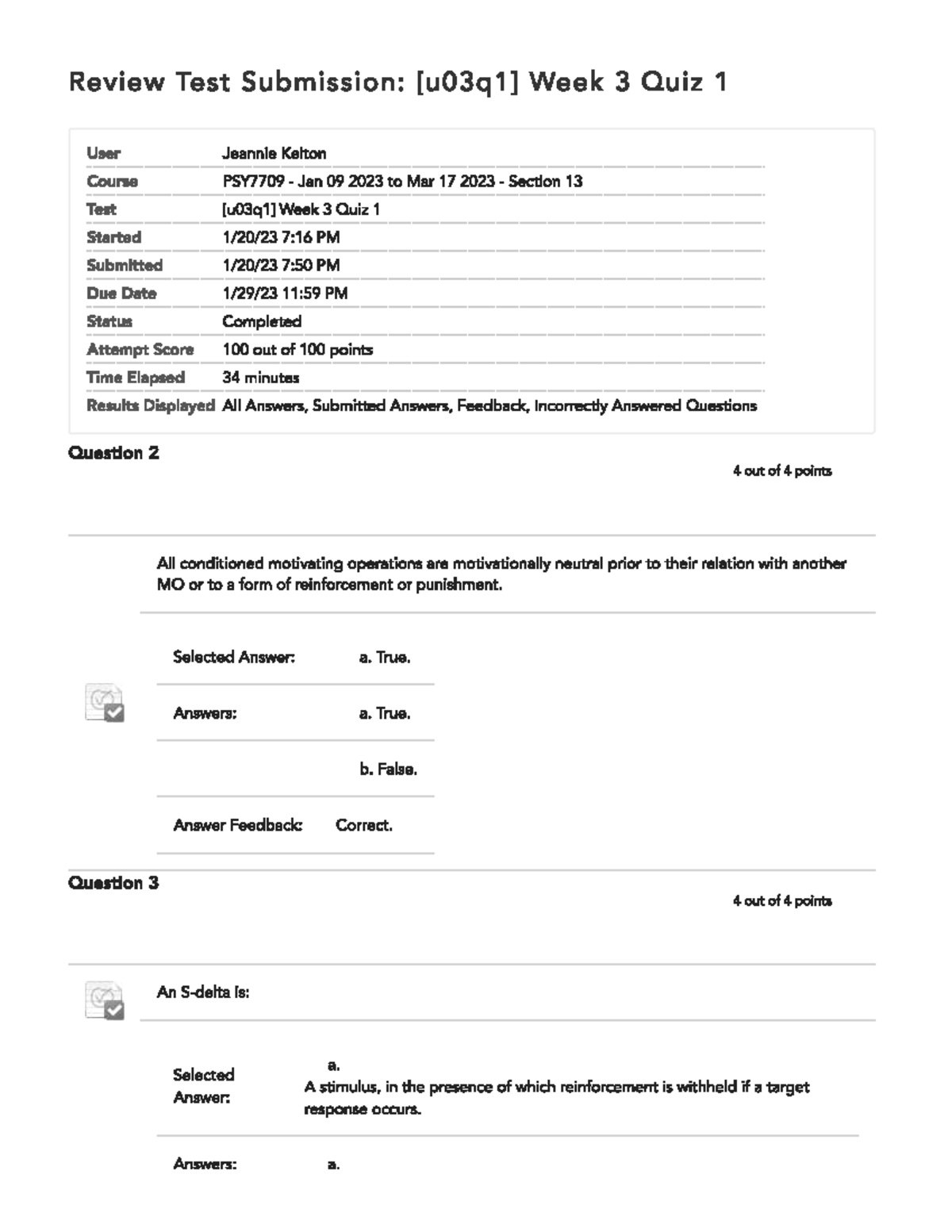 PSY7709 Unit 3 Quiz 1 Review - Complete Answers and Feedback - Studocu