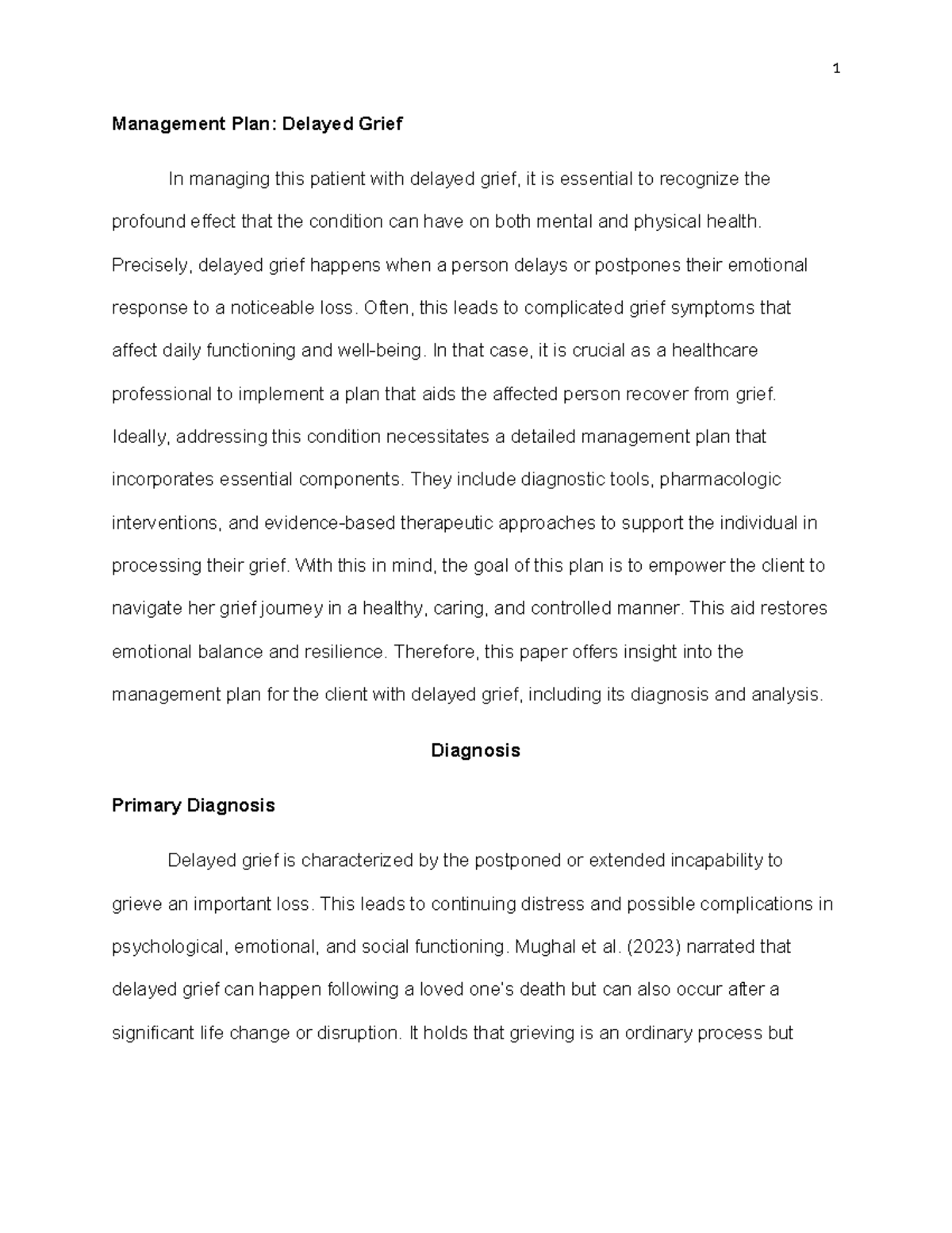 Management Plan Delayed Grief - Precisely, delayed grief happens when a ...