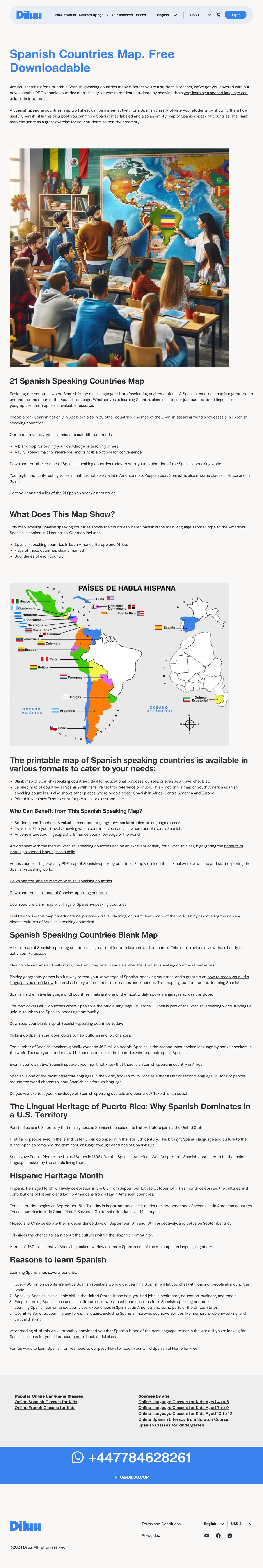 Free Printable Spanish Countries Map PDF Format - Popular Online ...