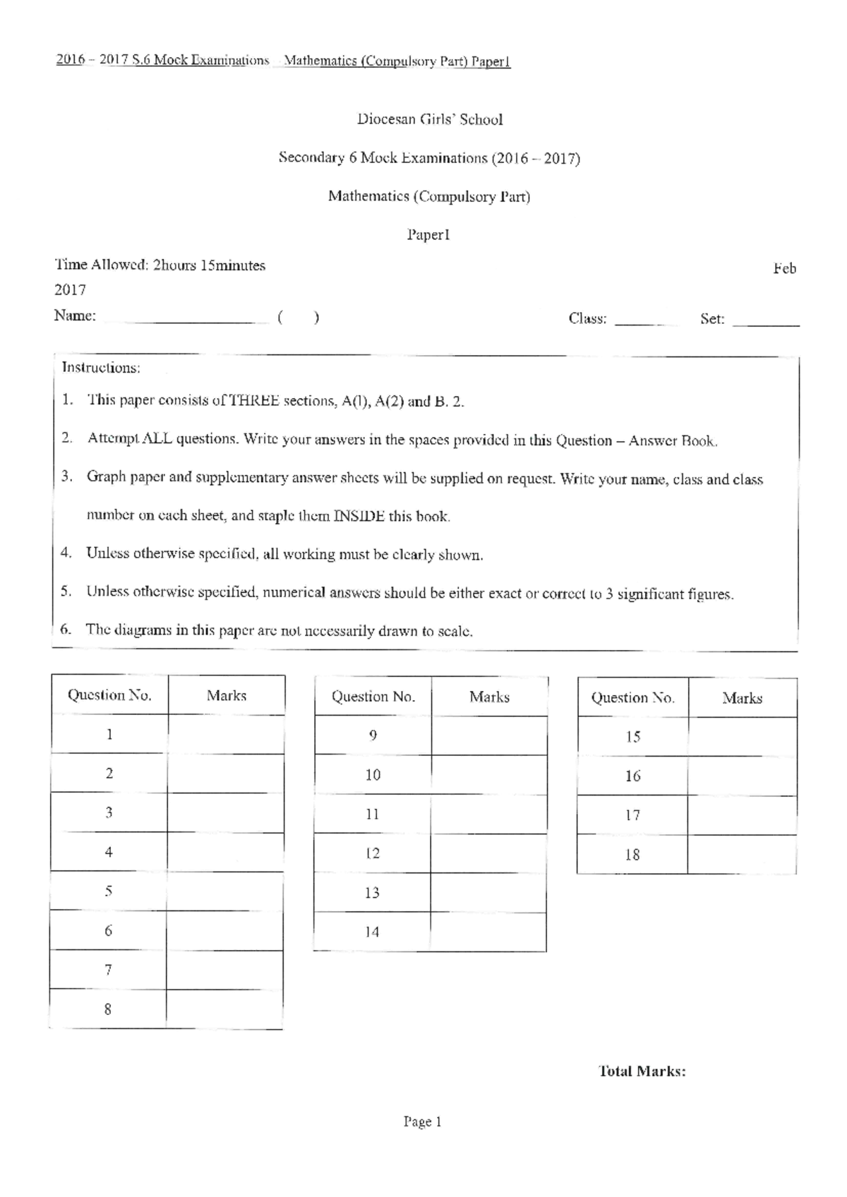 Mock Exam Review for DGS 1617 Paper 1 - Studocu