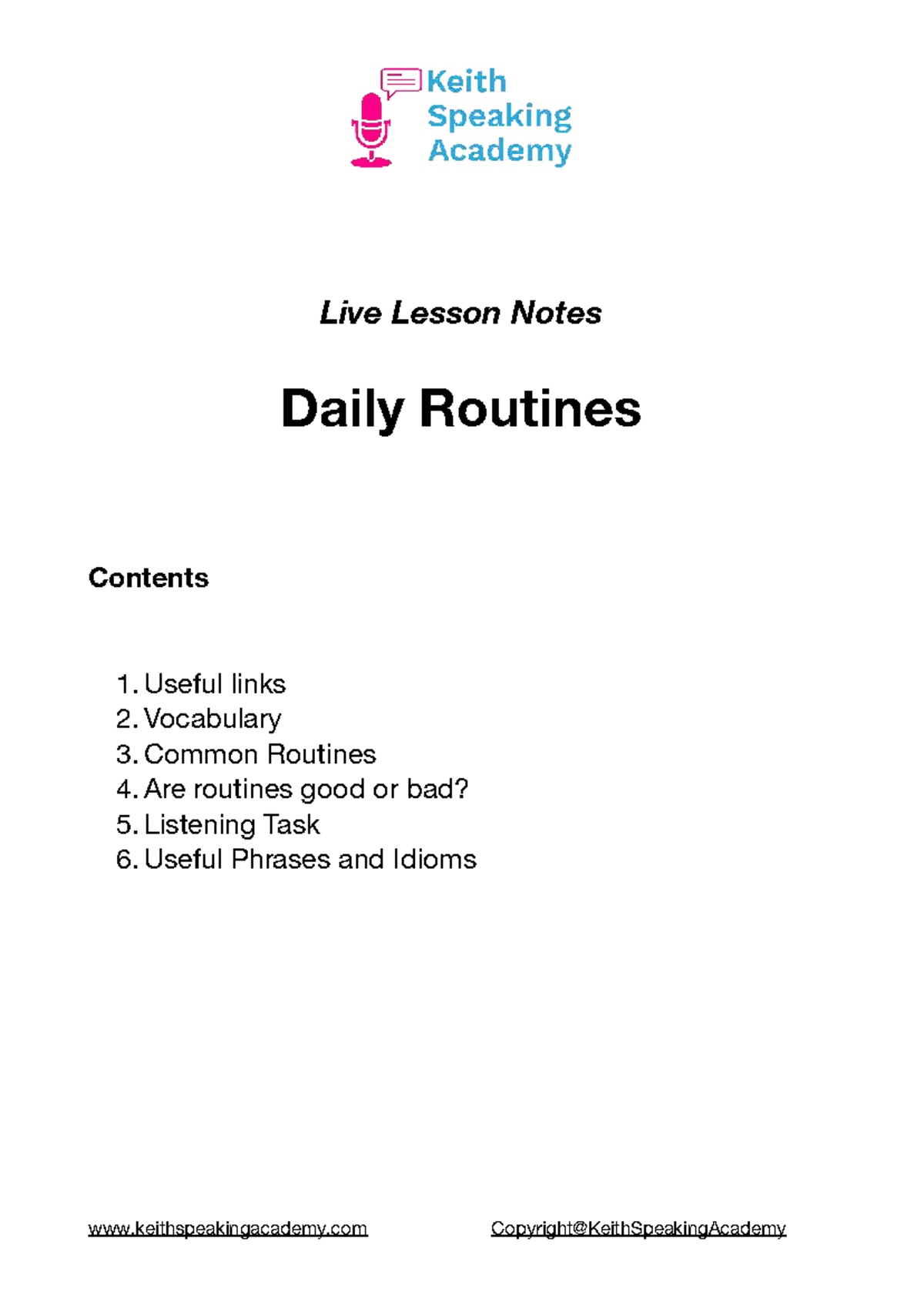 IELTS Speaking: Daily Routines Lesson Notes and Useful Phrases - Studocu