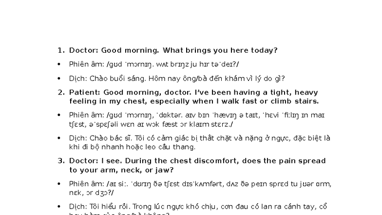 Doctor-Patient Interaction Script: Symptoms & Treatment Guide - Studocu