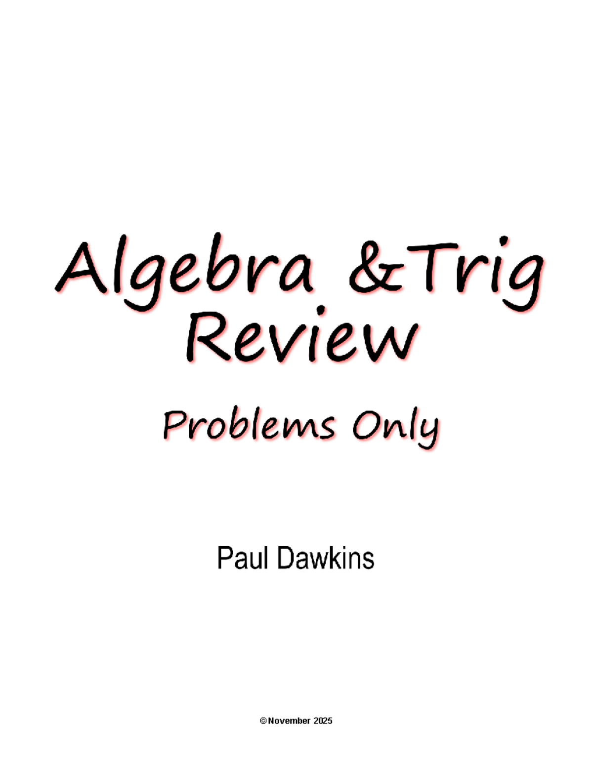 Algebra Trig Review Problems (Nov 2025) - Paul Dawkins - Studocu