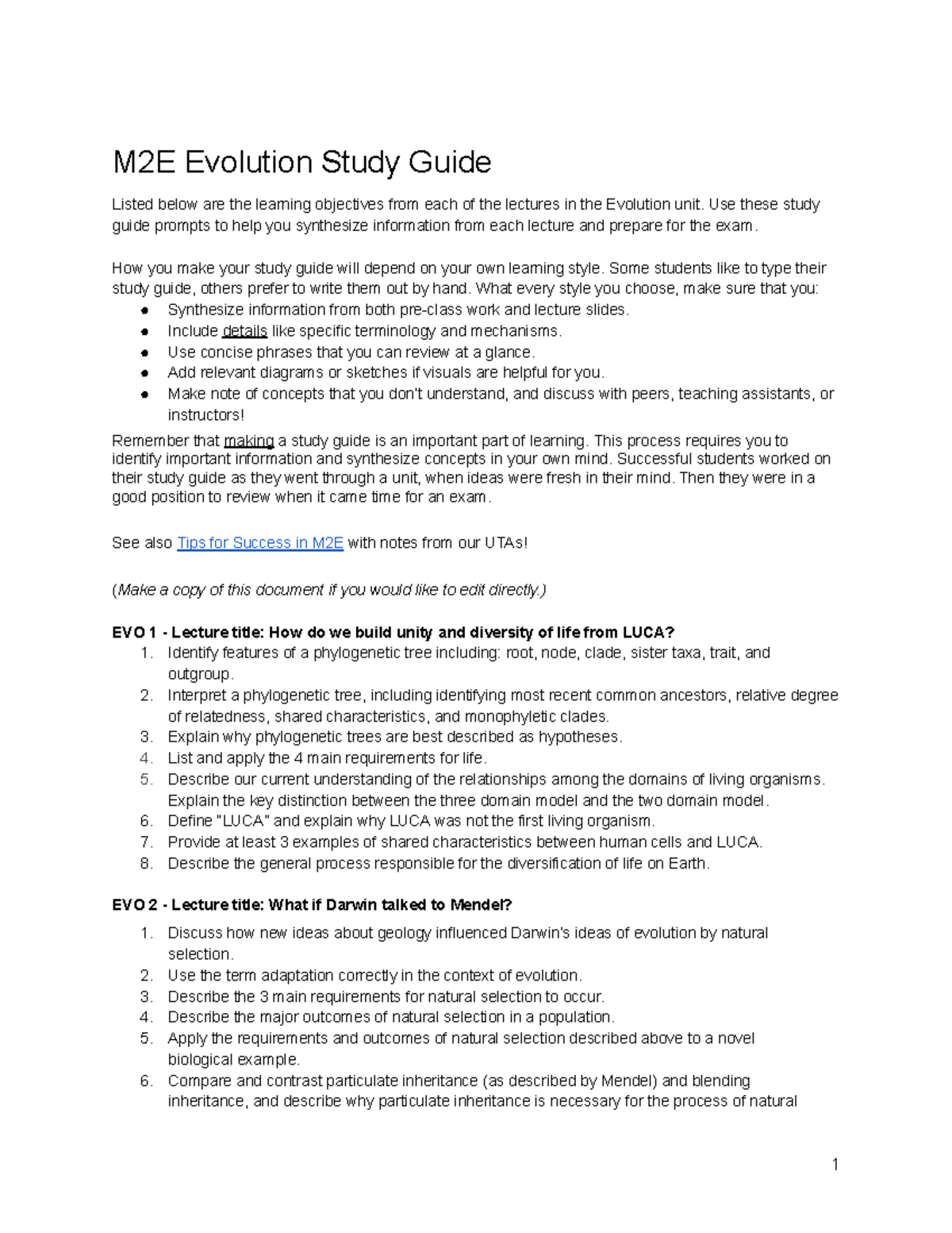 M2E Evolution Study Guide: Key Concepts and Learning Objectives - Studocu