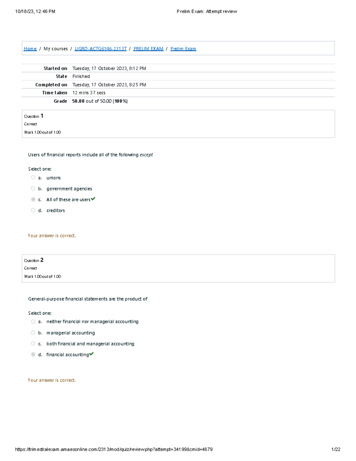 UGRD-ACTG6146-2313T - Intermediate Accounting 1 Prelim Exam Guide - Studocu