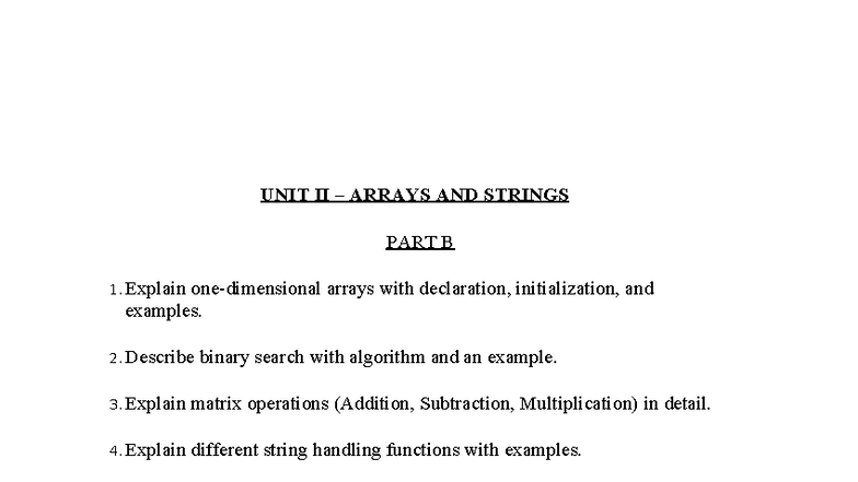 P&C ASS-II: Arrays, Strings, and C Programming Concepts - Studocu
