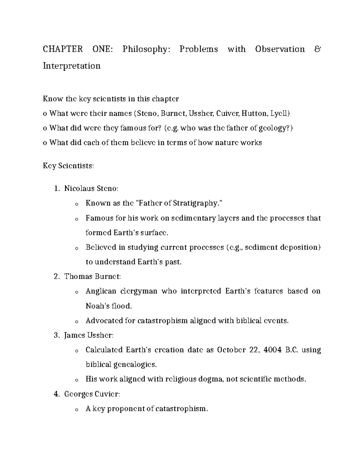 PHIL 101: Chapter 1 & 2 Notes on Key Scientists and Geologic Age - Studocu