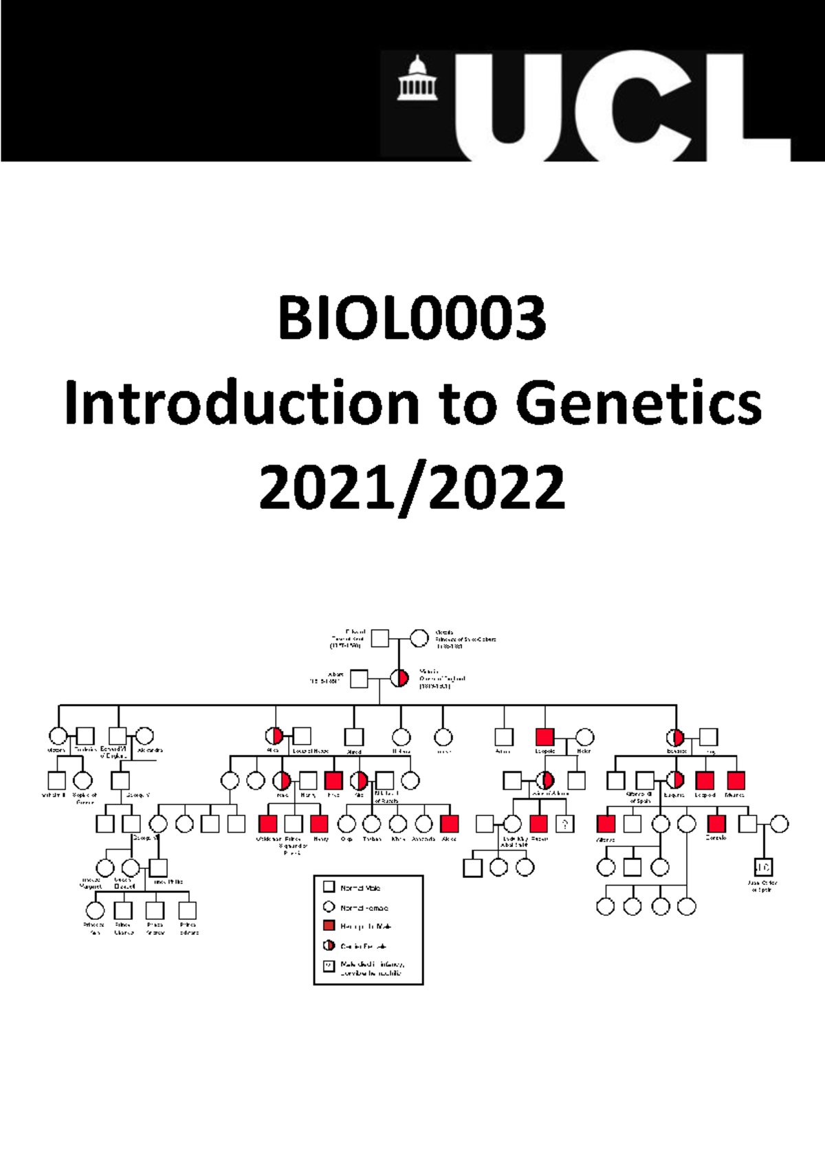 BIOL0003 Booklet 2021-2022 - BIOL Introduction to Genetics 20 21 ...