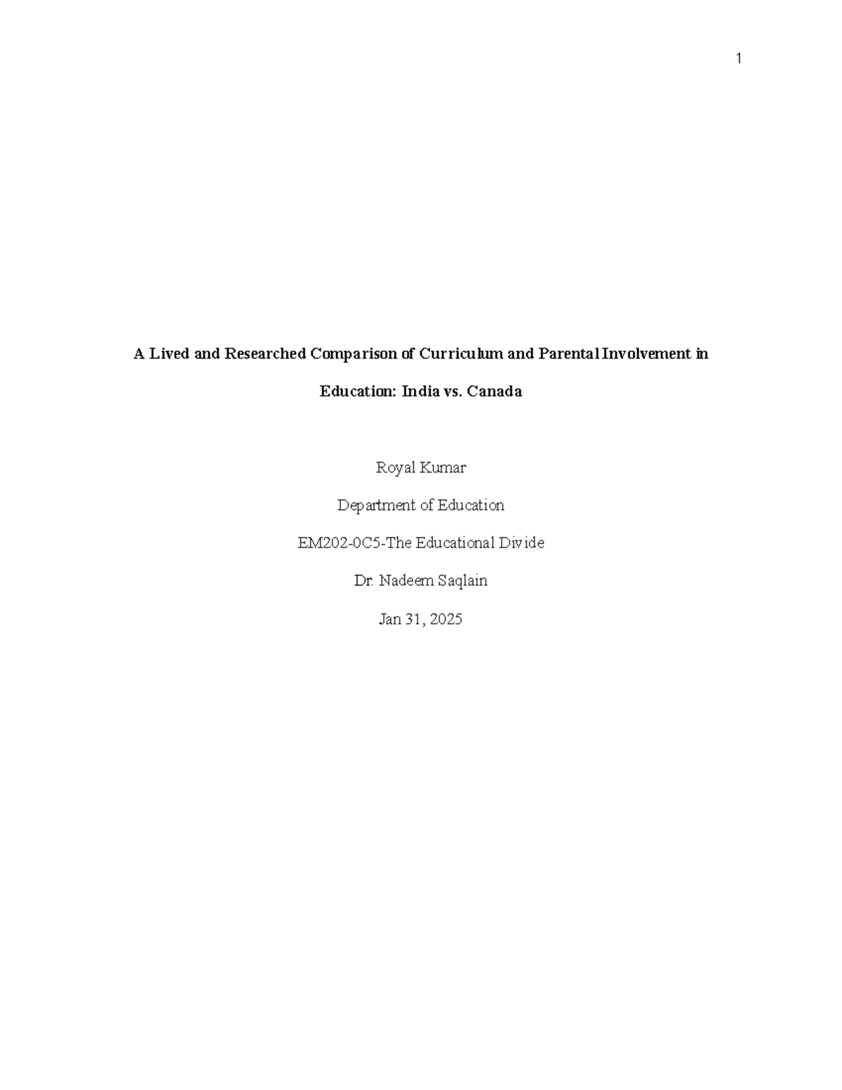 EM202-0C5 Comparison of Education Systems: India vs Canada Insights ...