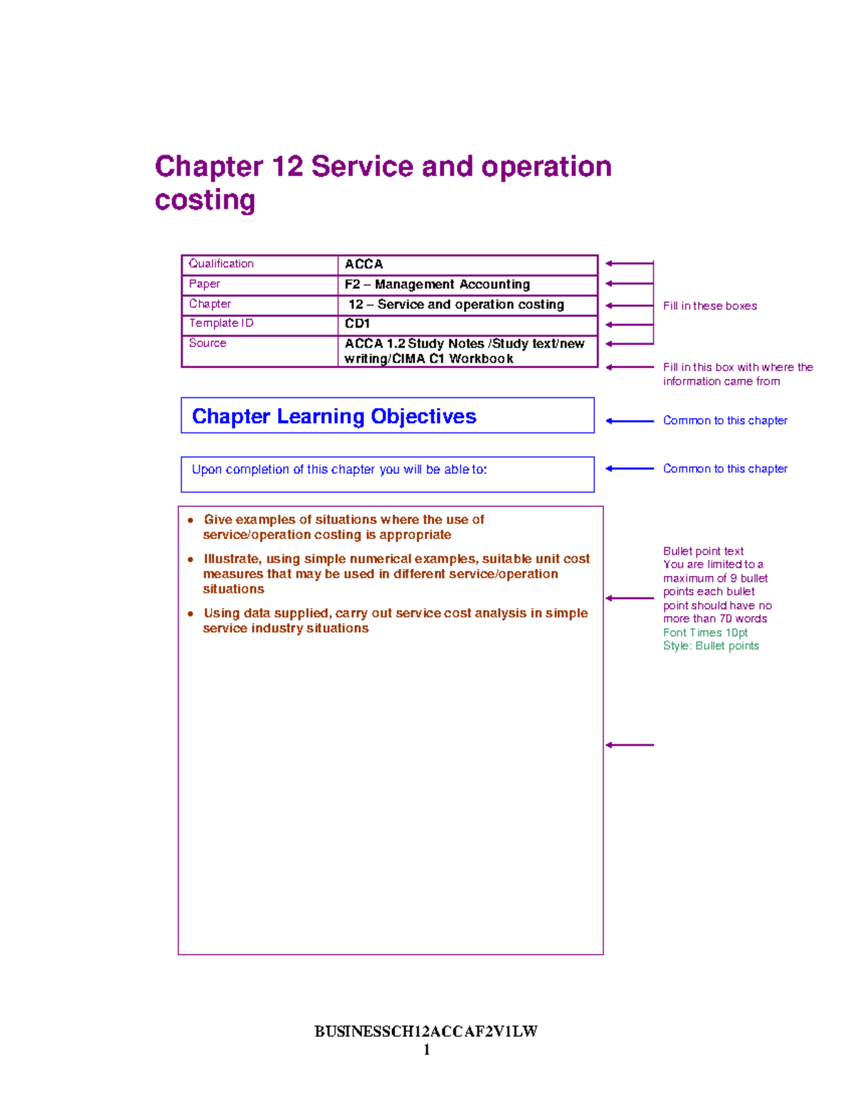 Chapter 12: Service and Operation Costing - ACCA Paper F2 Study Notes ...