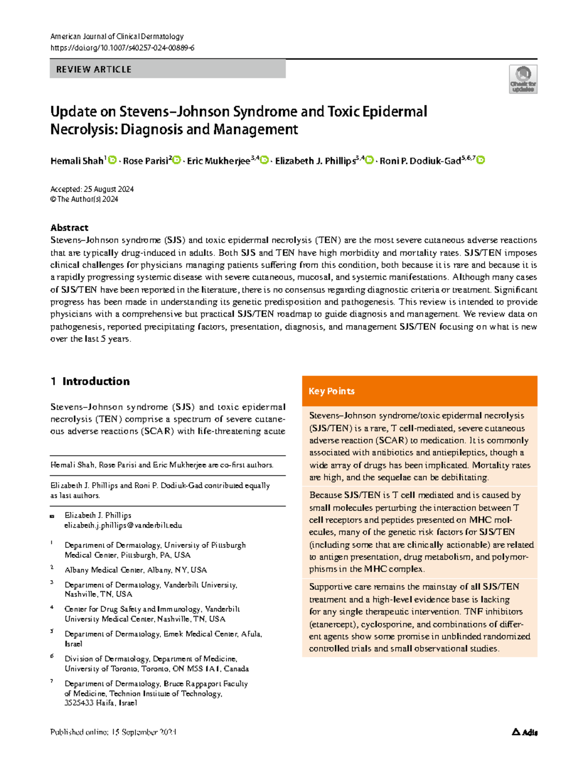 SJS/TEN Review: Diagnosis & Management Update (2024) - Studocu