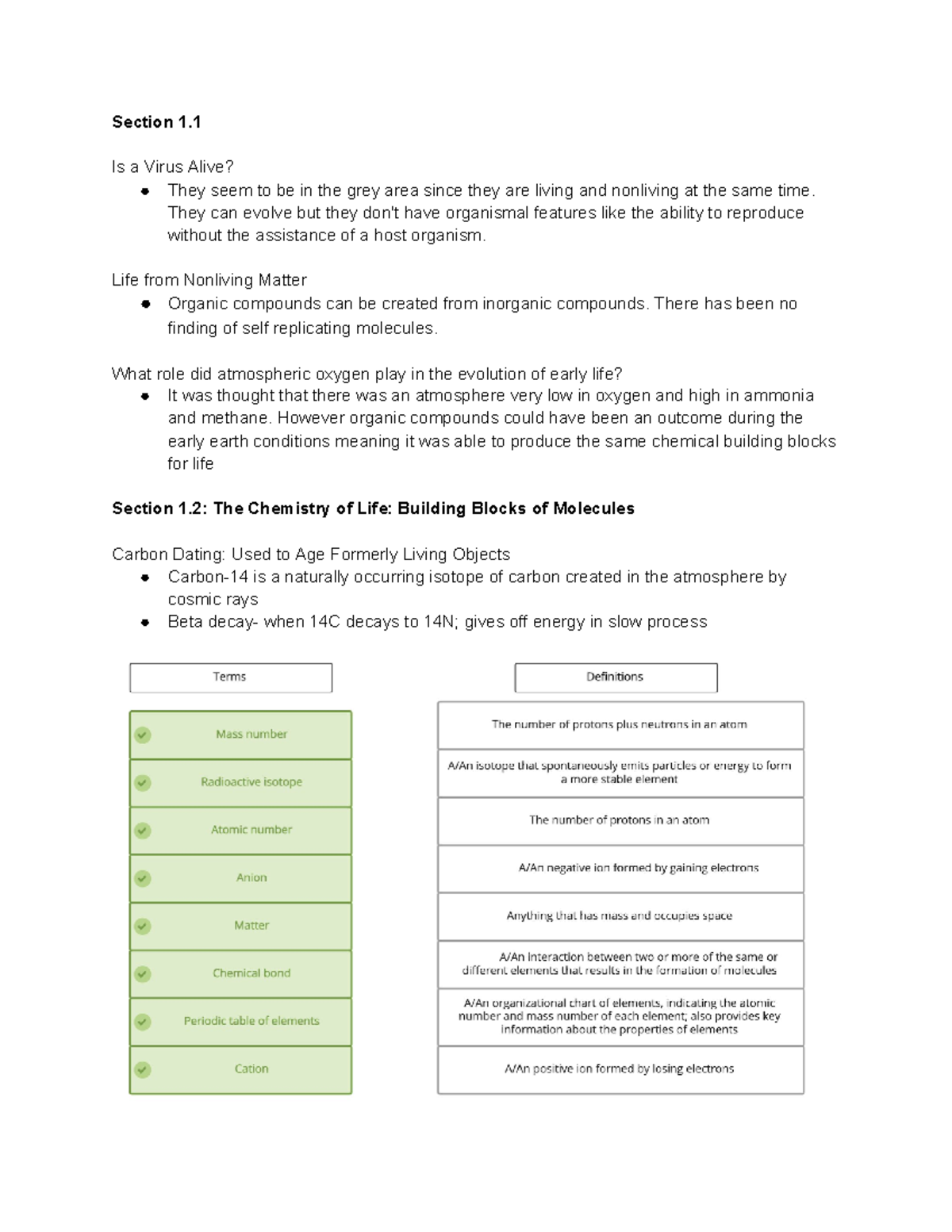 Bio Exam 1 Study Guide: Key Concepts from Sections 1.1-1.5 - Studocu