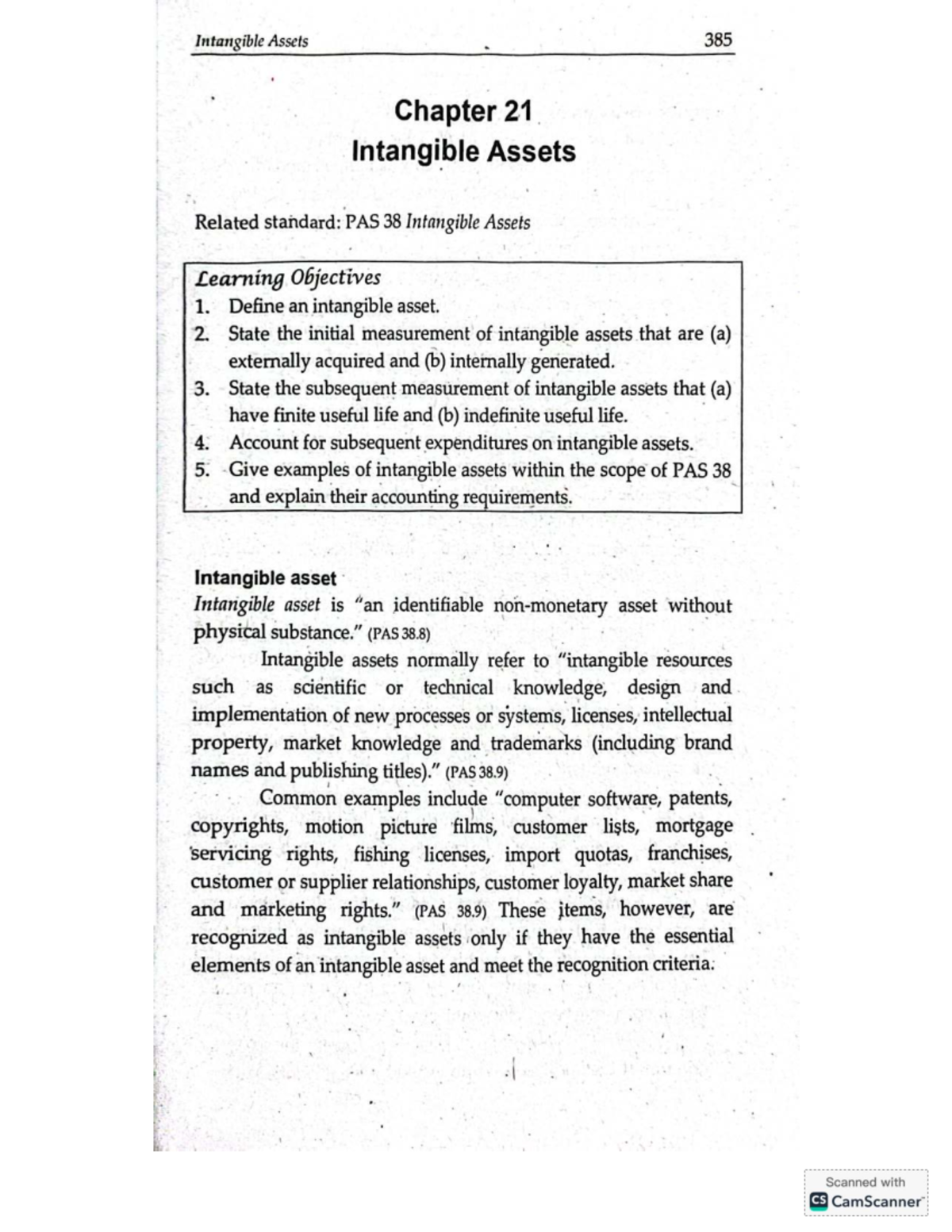 Intangible Assets 385: Overview and Key Concepts from Chapter 21 - Studocu