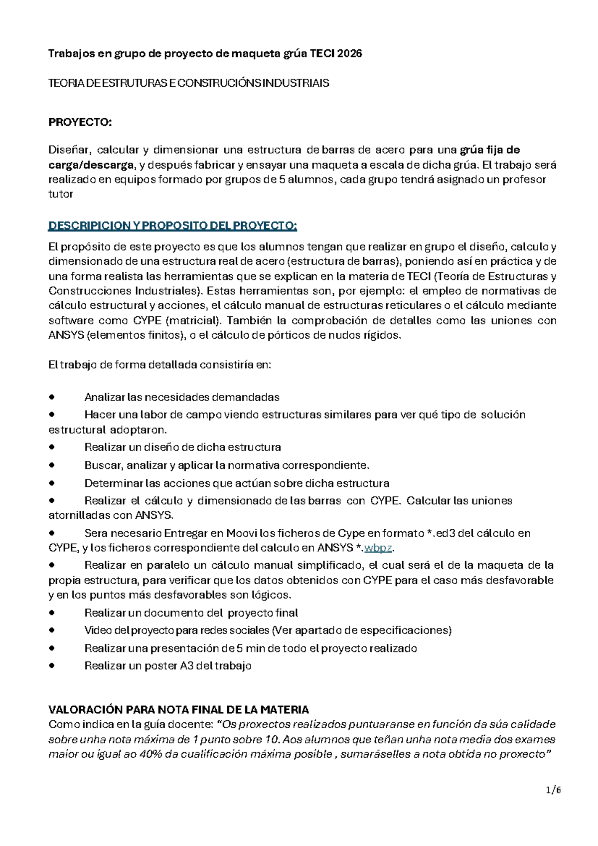 Trabajos en Grupo: Fabricación de Maqueta de Grúa TECI 2026 - Studocu