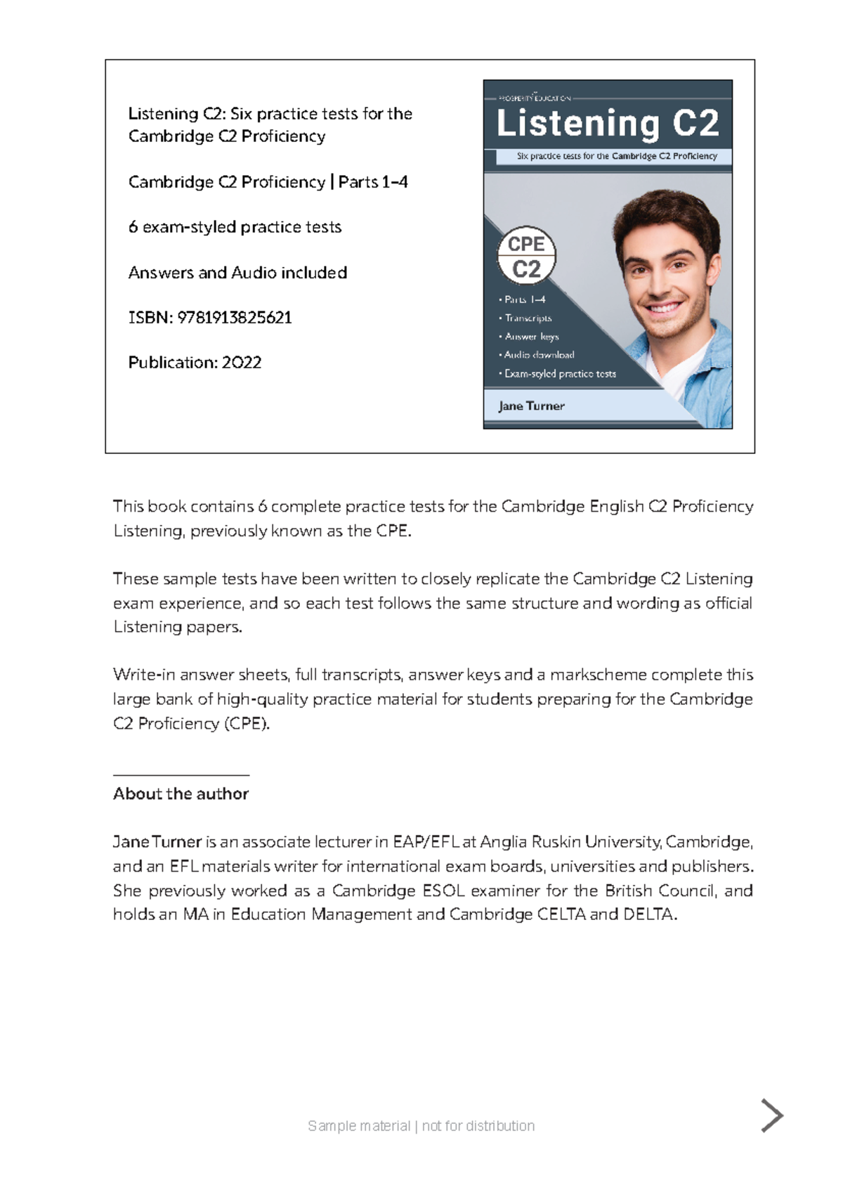 語学+参考書 Listening C2: Six practice tests for the Cambridge C2 Proficiency: Answers and audio included Listening C2: Six practice tests for the Cambridge C2