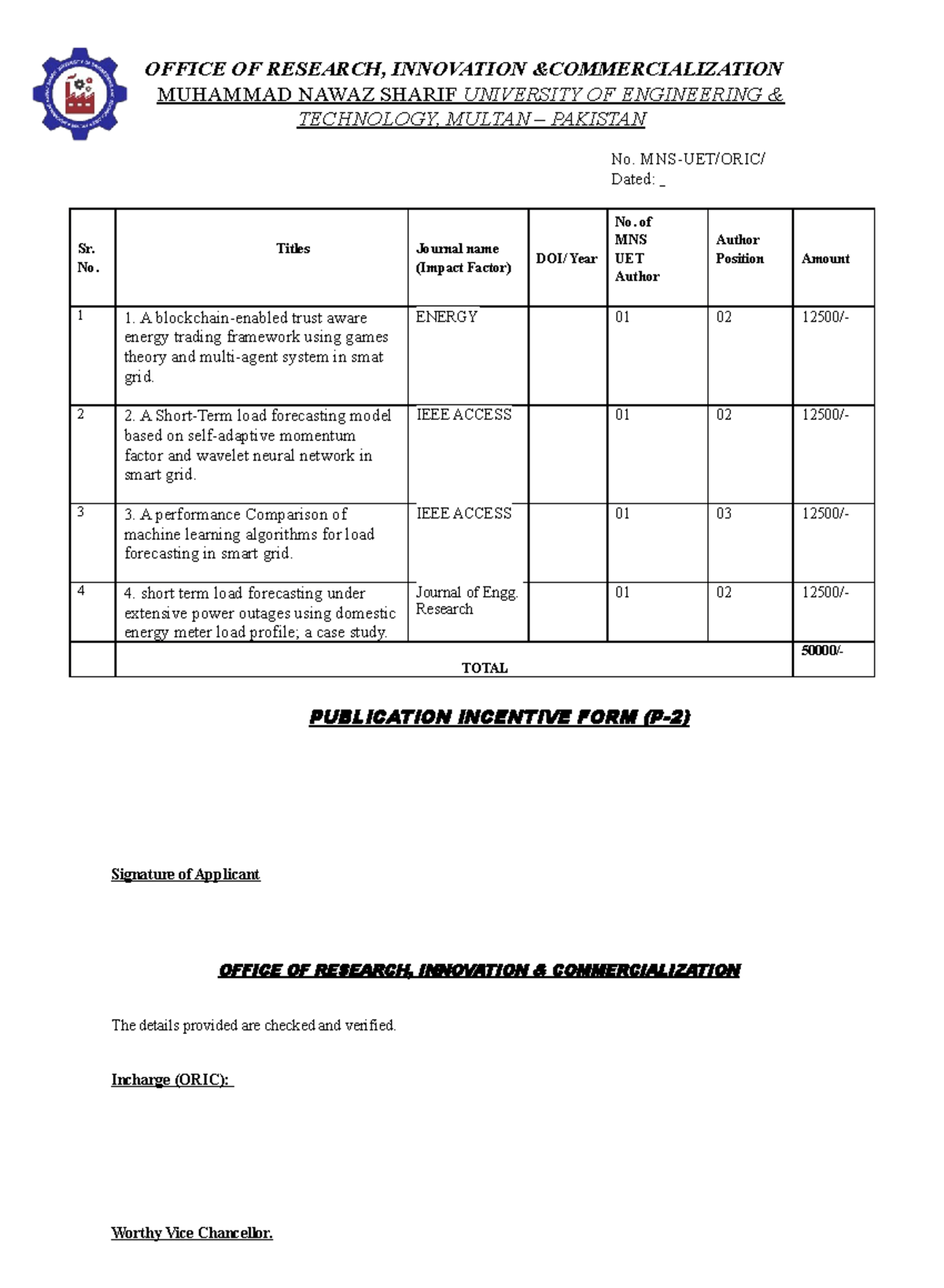 Form (P-1)Form (P-1)Form (P-1) - OFFICE OF RESEARCH, INNOVATION ...