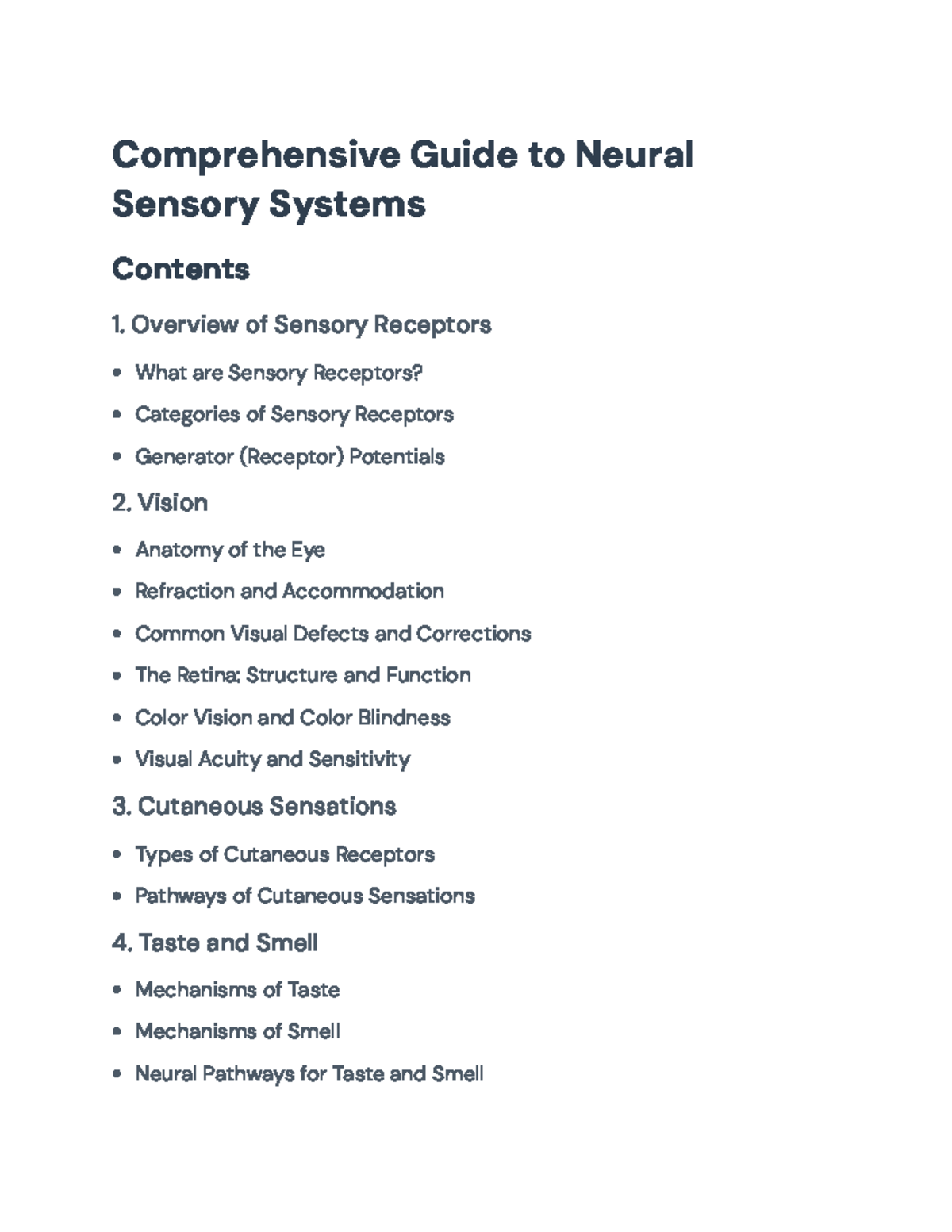 Comprehensive Guide to Neural Sensory Systems (Course Code: NS201 ...