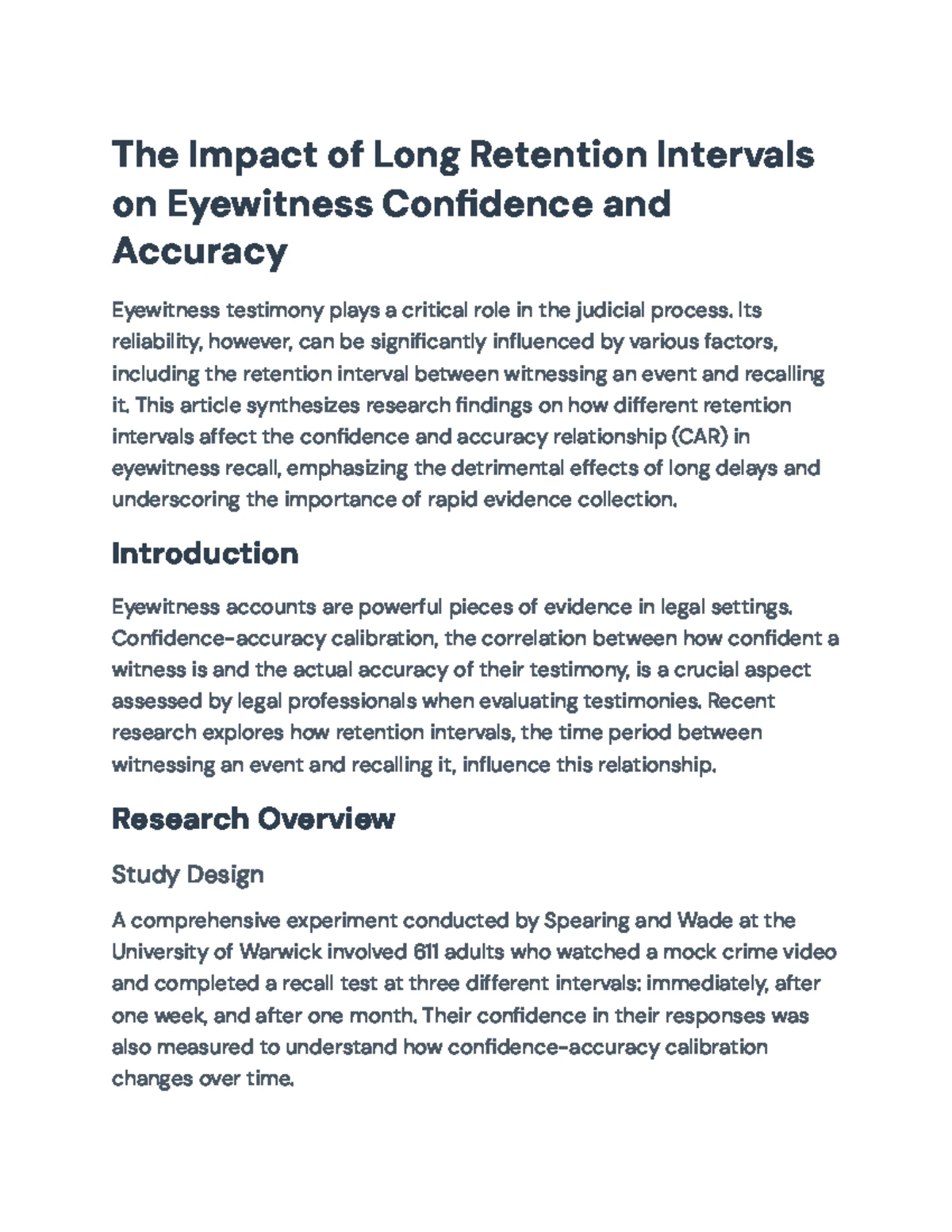 The Impact of Eyewitness Testimony on Juror Decision-Making Analysis ...